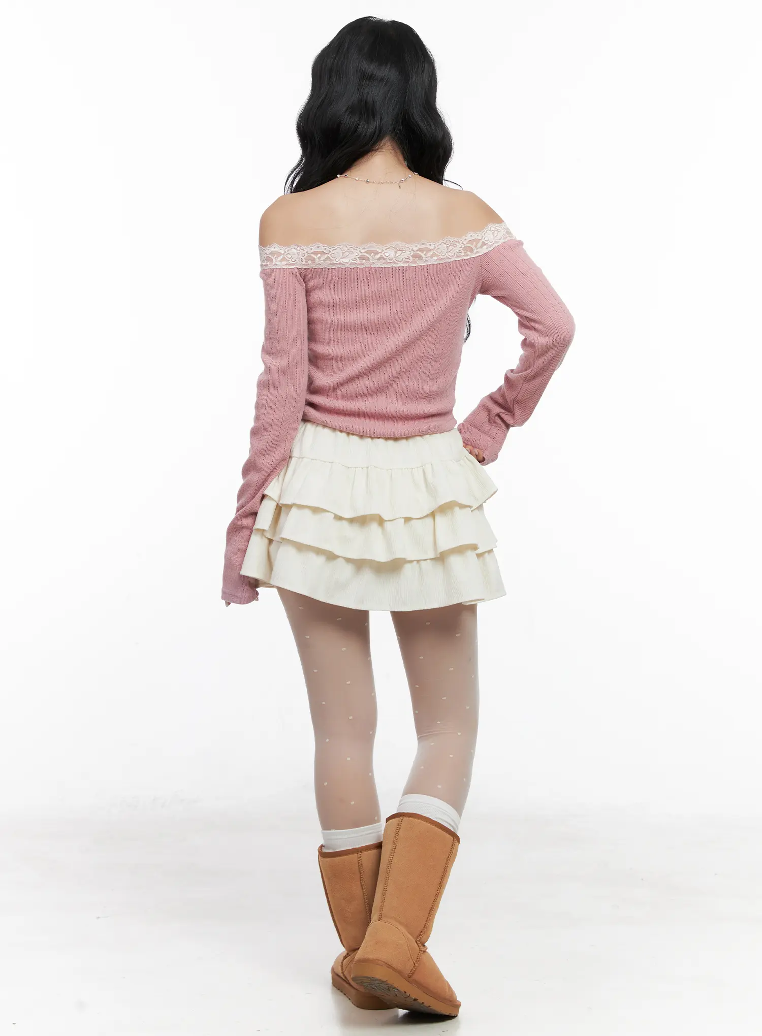 Corduroy Ruffle Layered Mini Skirt CN514 - Image 7