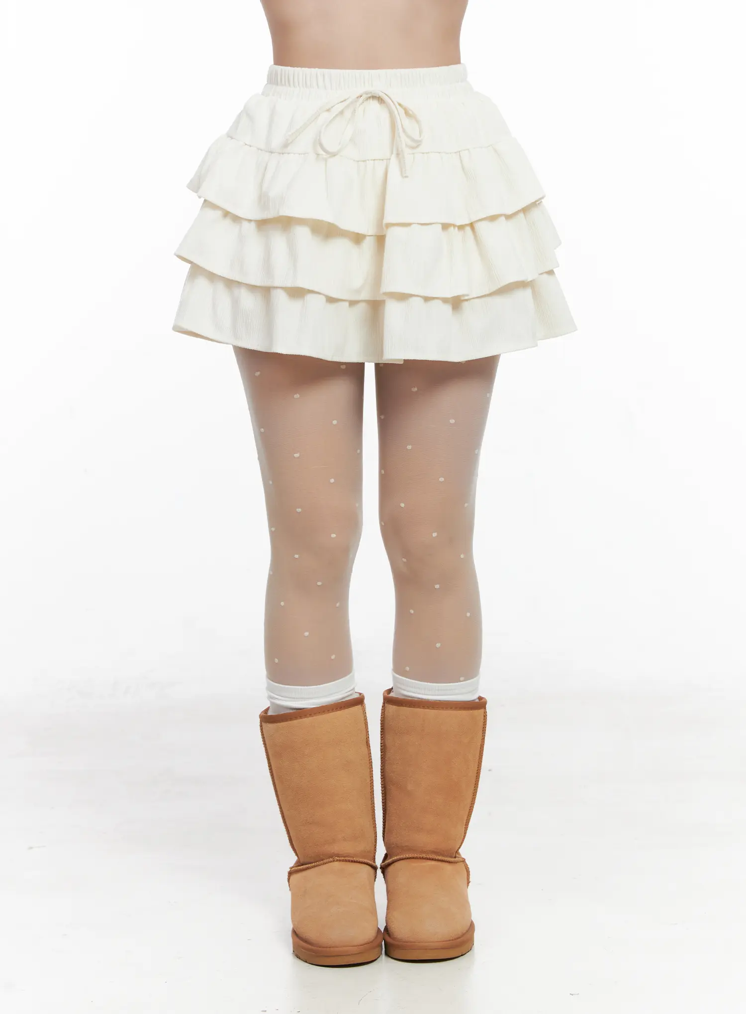 Corduroy Ruffle Layered Mini Skirt CN514 - Image 8