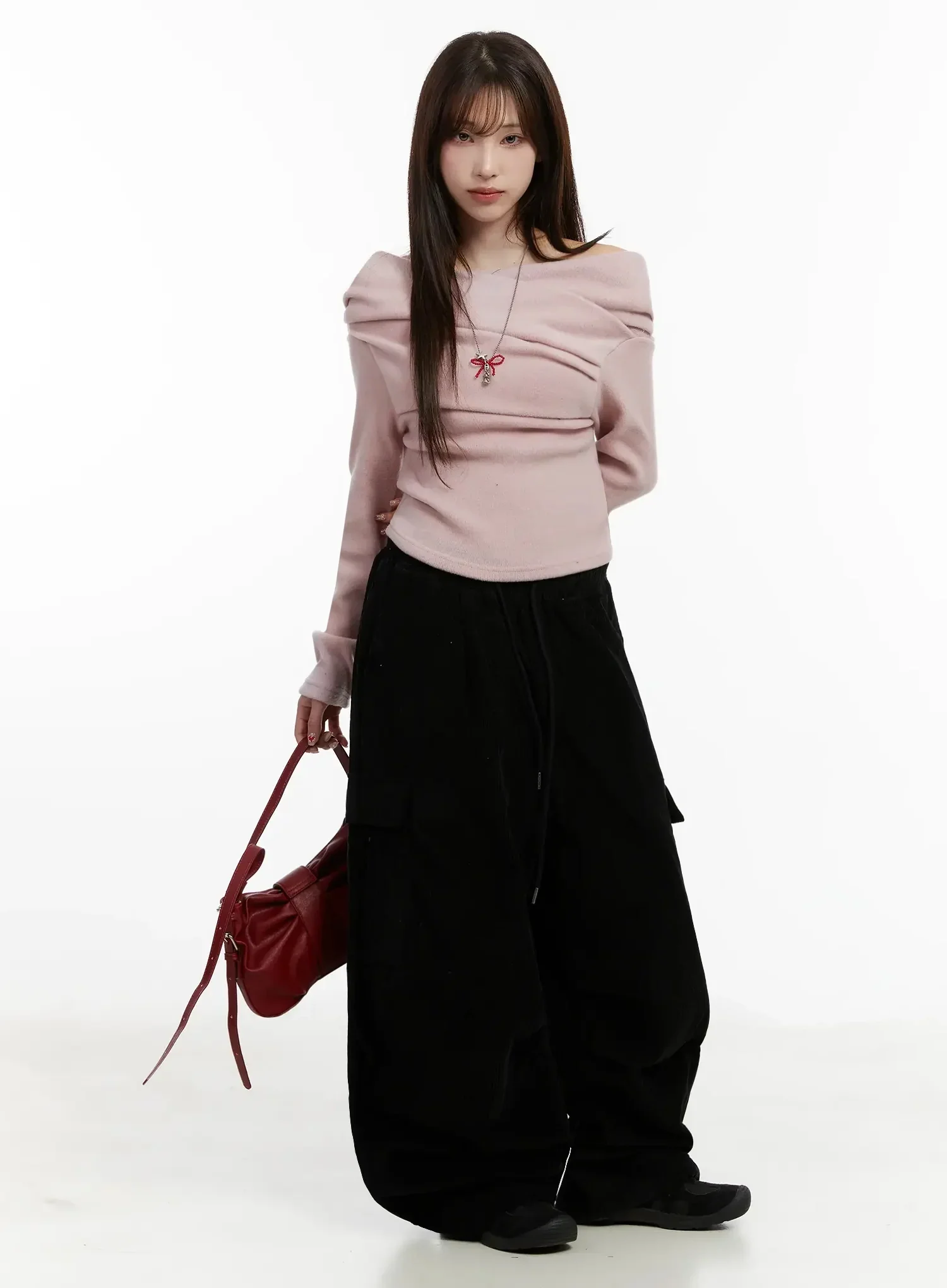 Corduroy Wide Cargo Pants IJ521 - Image 2