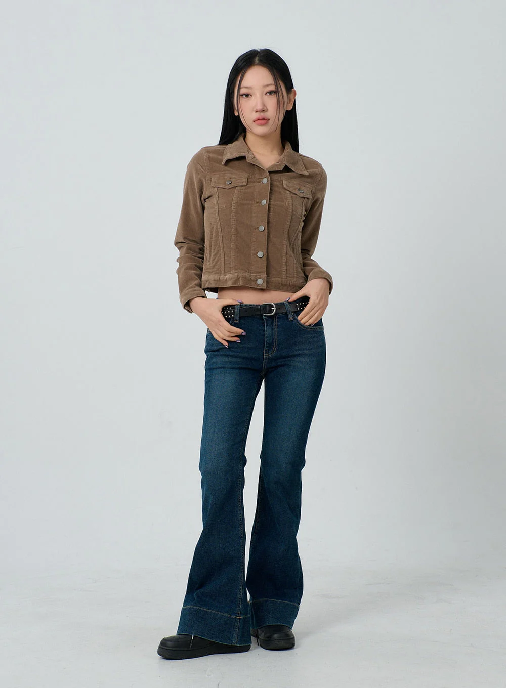 Cotton Blend Button Cropped Jacket CJ303 - Image 3