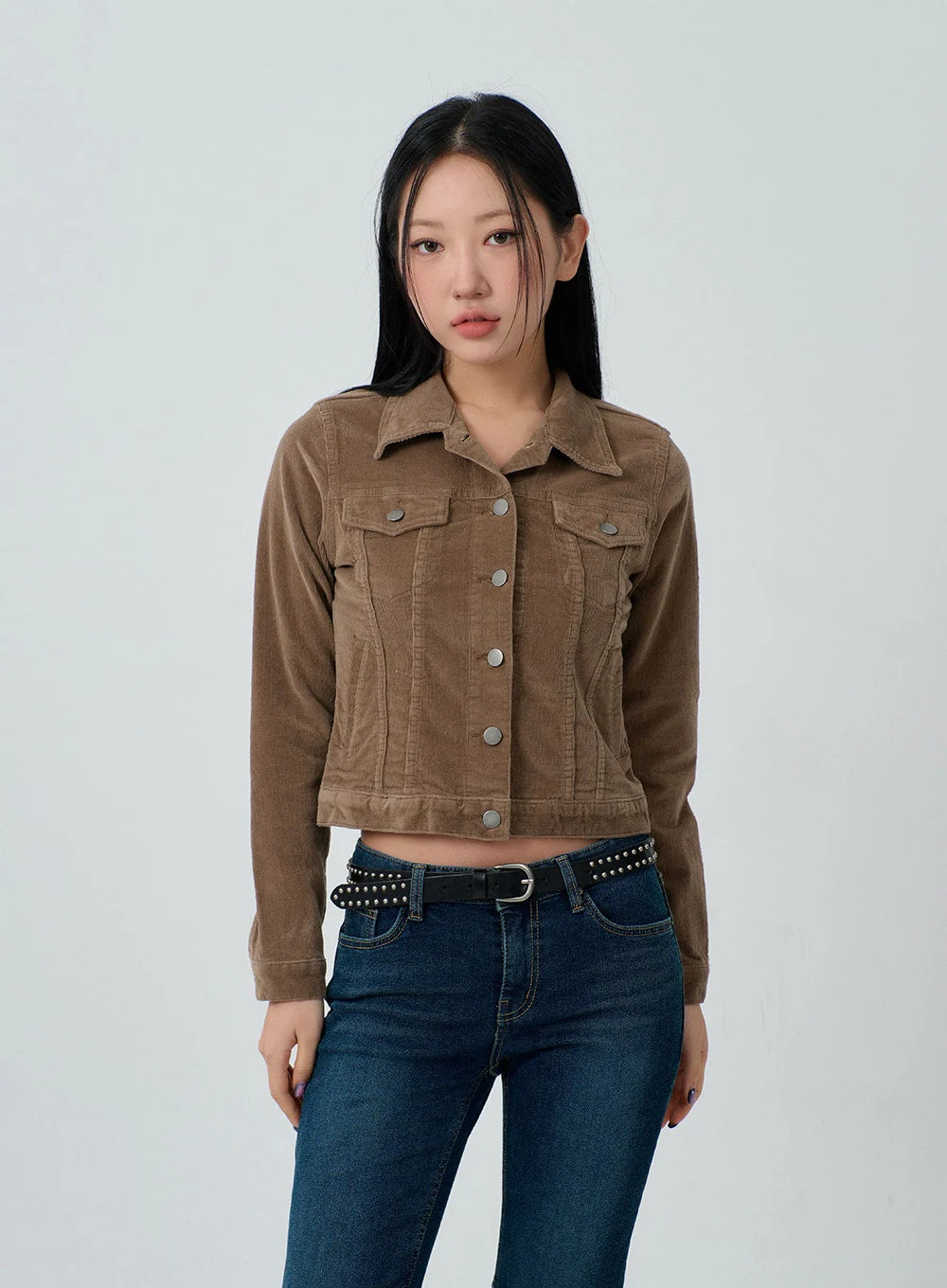 Cotton Blend Button Cropped Jacket CJ303 - Image 9