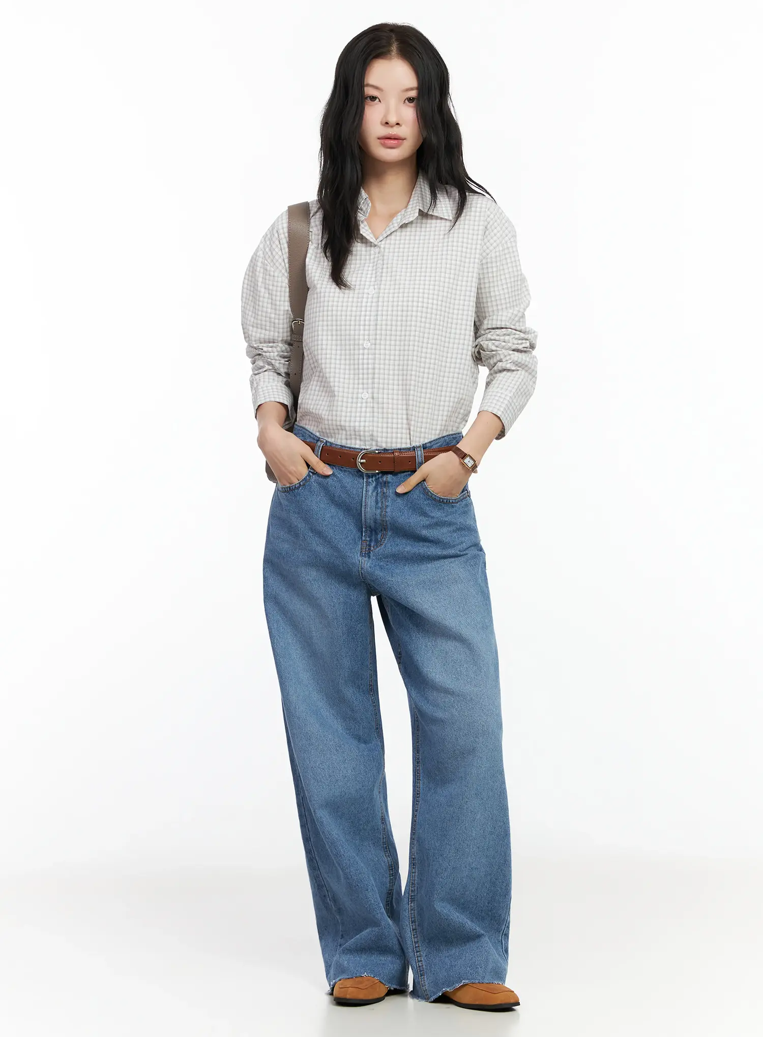 Cotton Check Button Shirt IM524 - Image 3