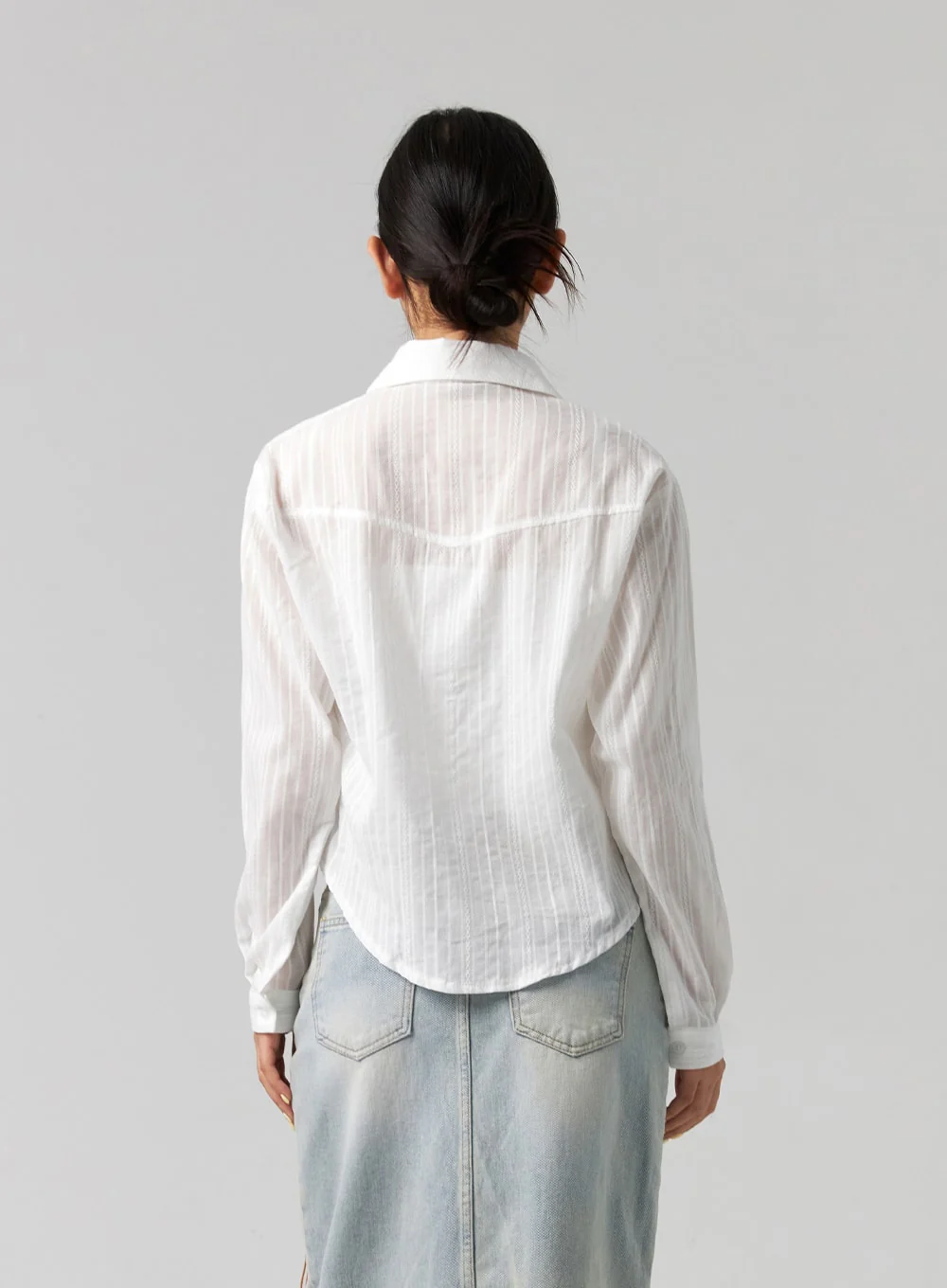 Cotton Collared Long Sleeve Shirt CG329 - Image 5