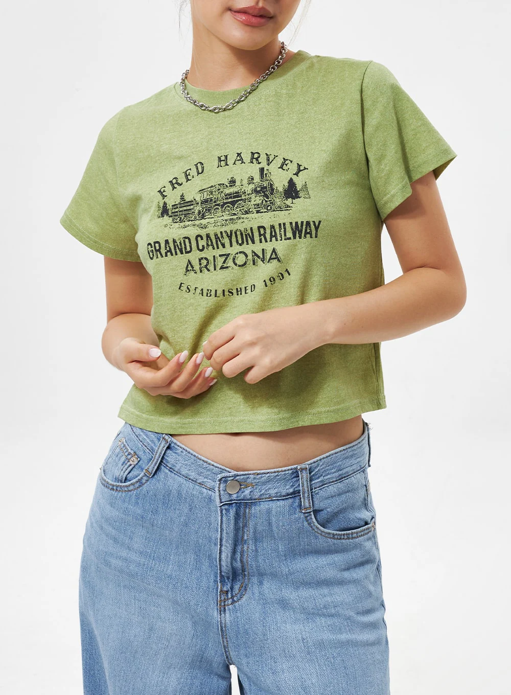 Cotton Graphic Cropped Tee CY331 - Image 2
