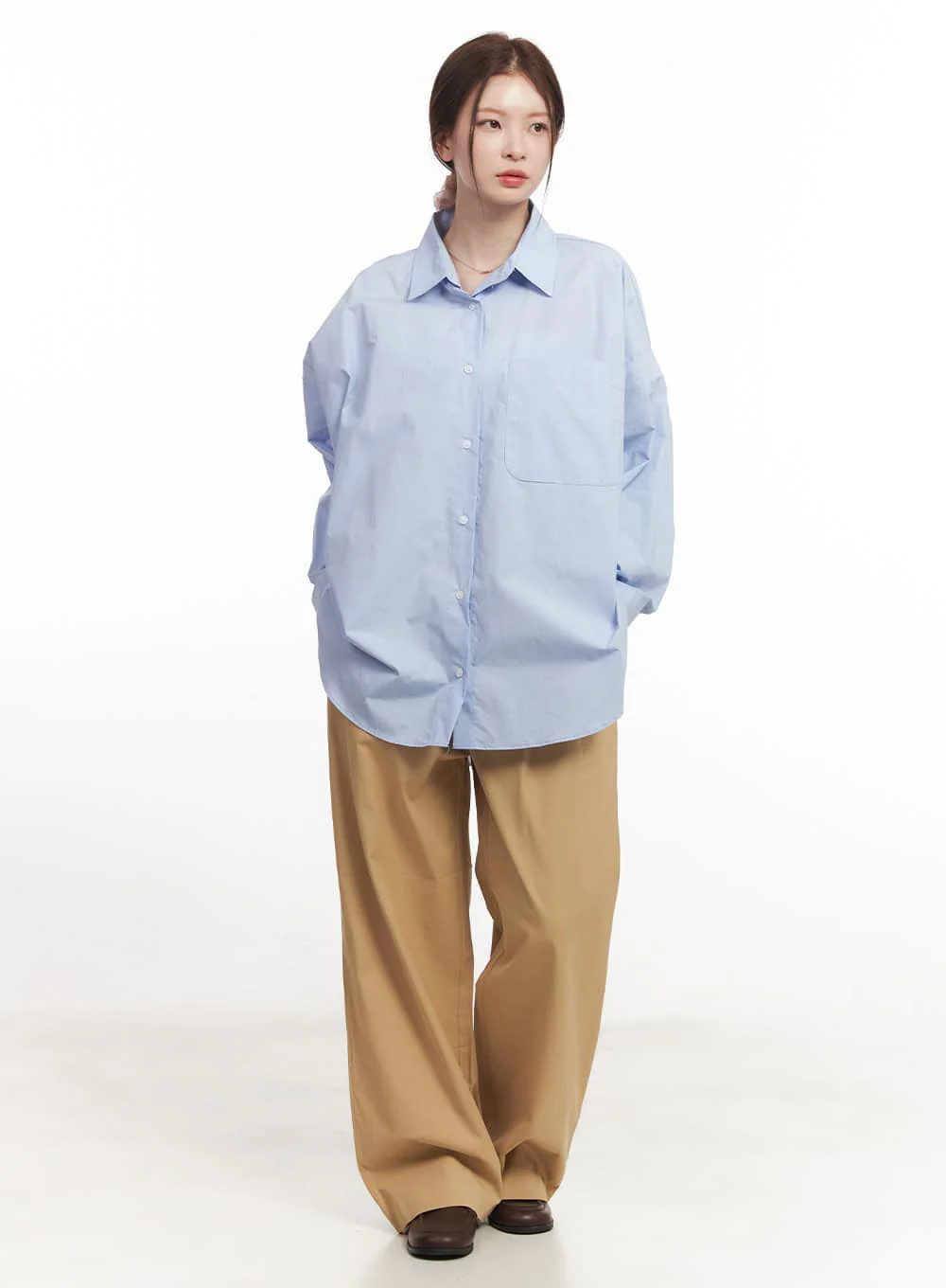 Cotton Oversized Button-Up Shirt CA502 - Image 2