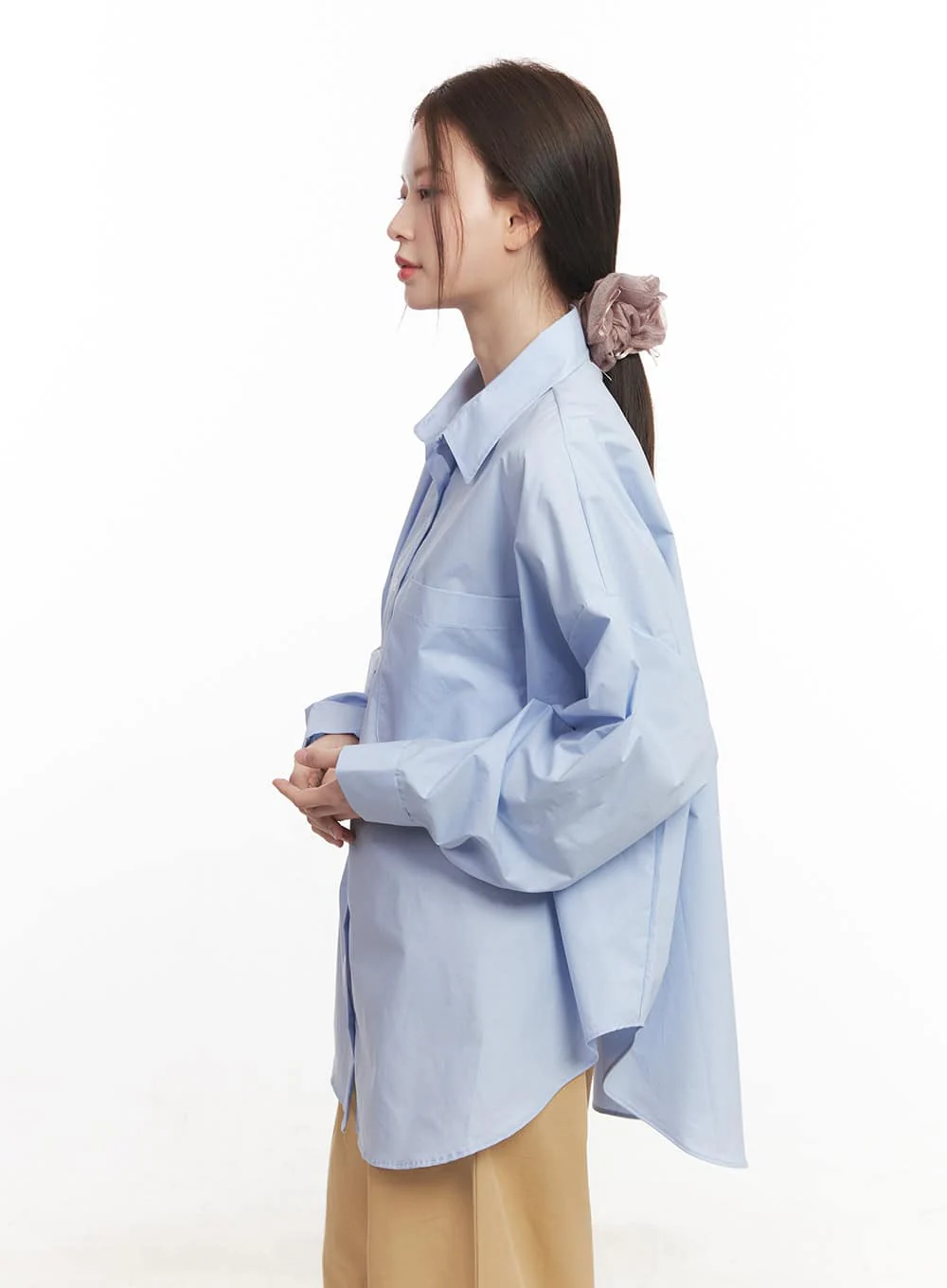 Cotton Oversized Button-Up Shirt CA502 - Image 3