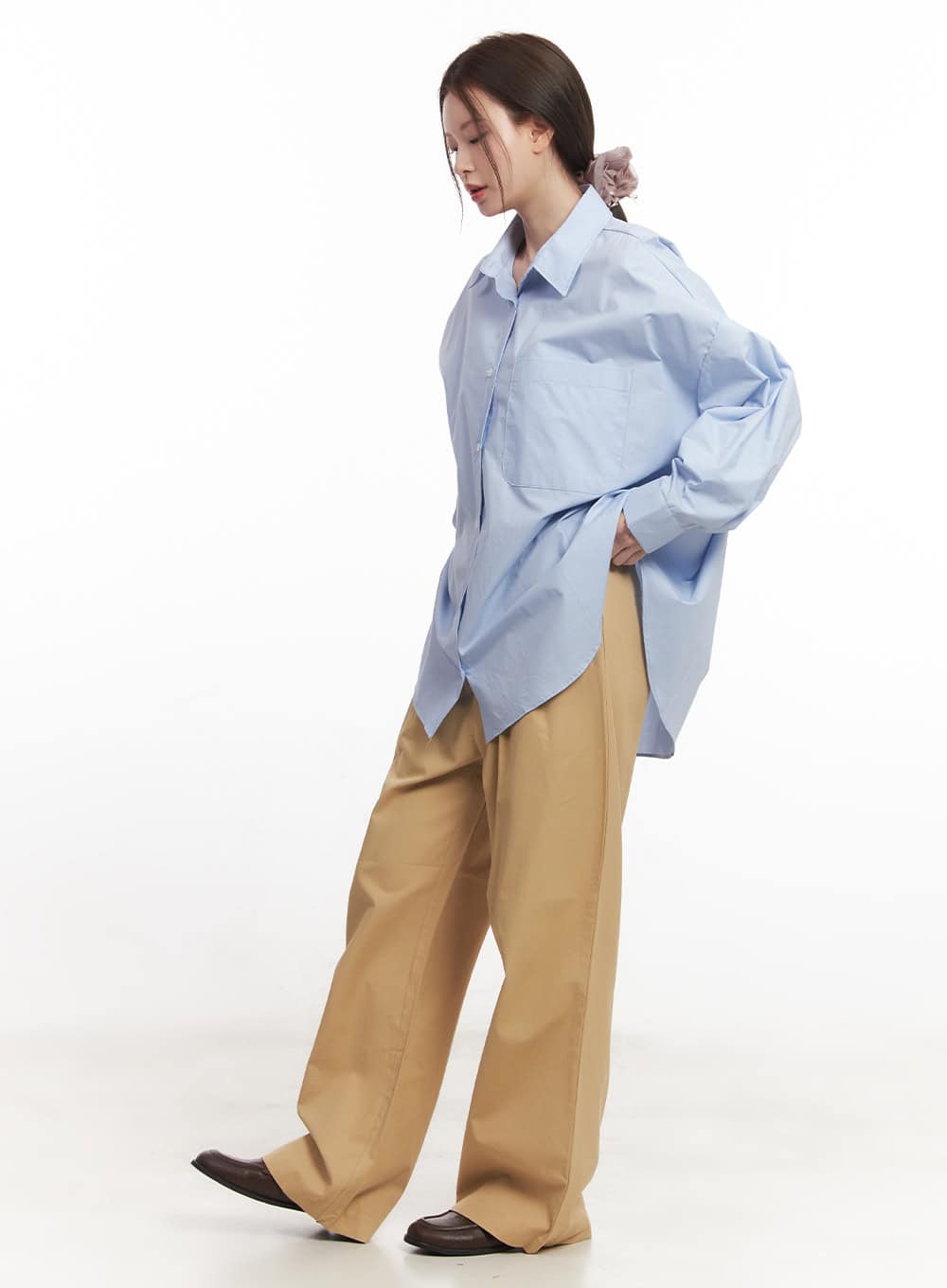 Cotton Oversized Button-Up Shirt CA502 - Image 5