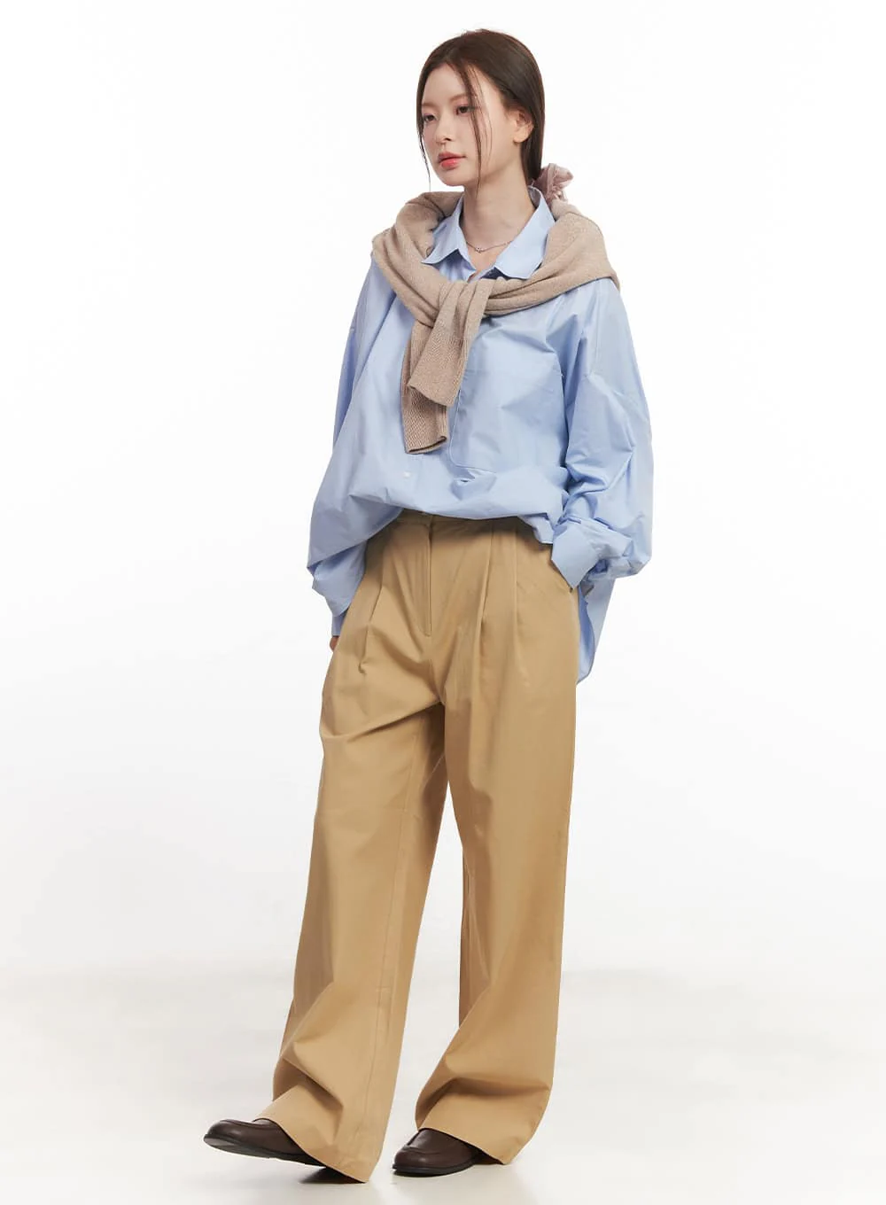 Cotton Oversized Button-Up Shirt CA502 - Image 9