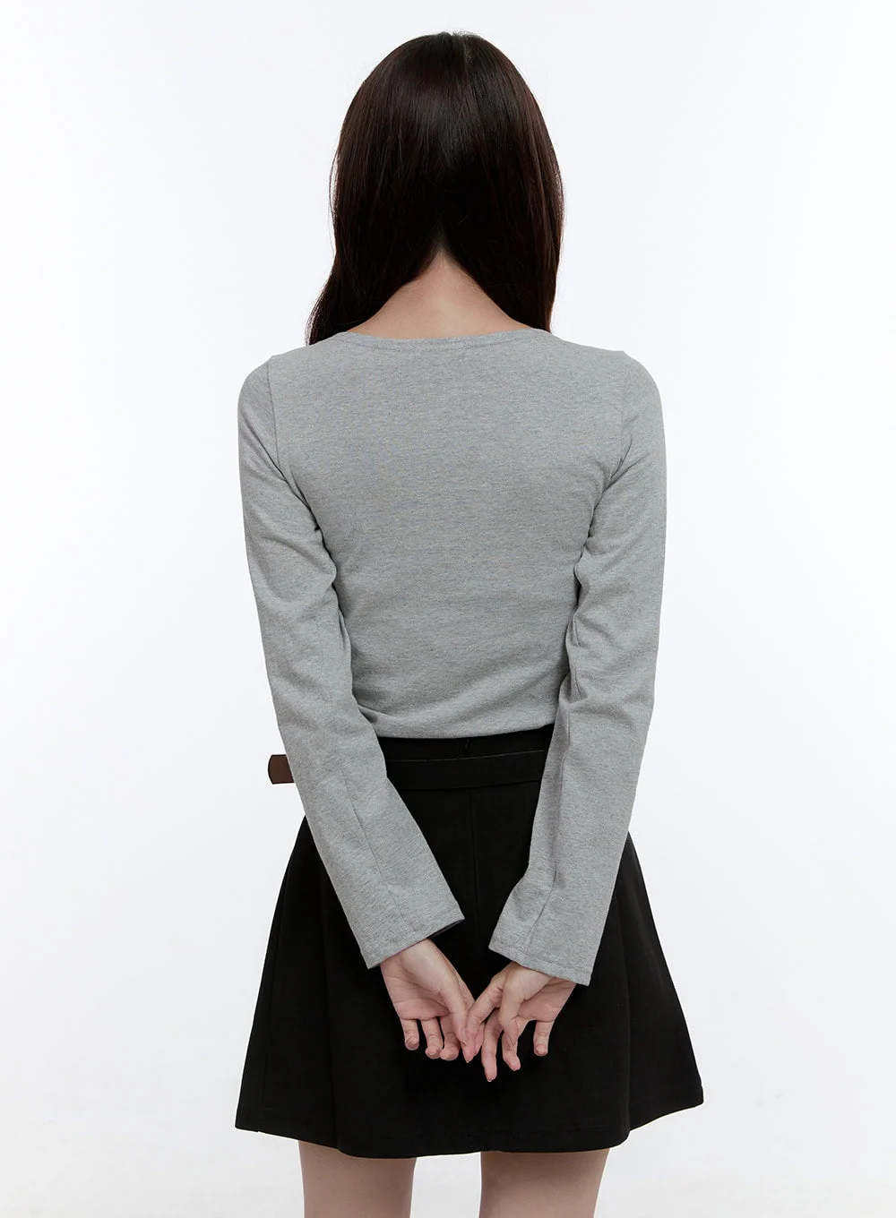 Cotton Ribbon Long Sleeve Top OO407 - Image 6