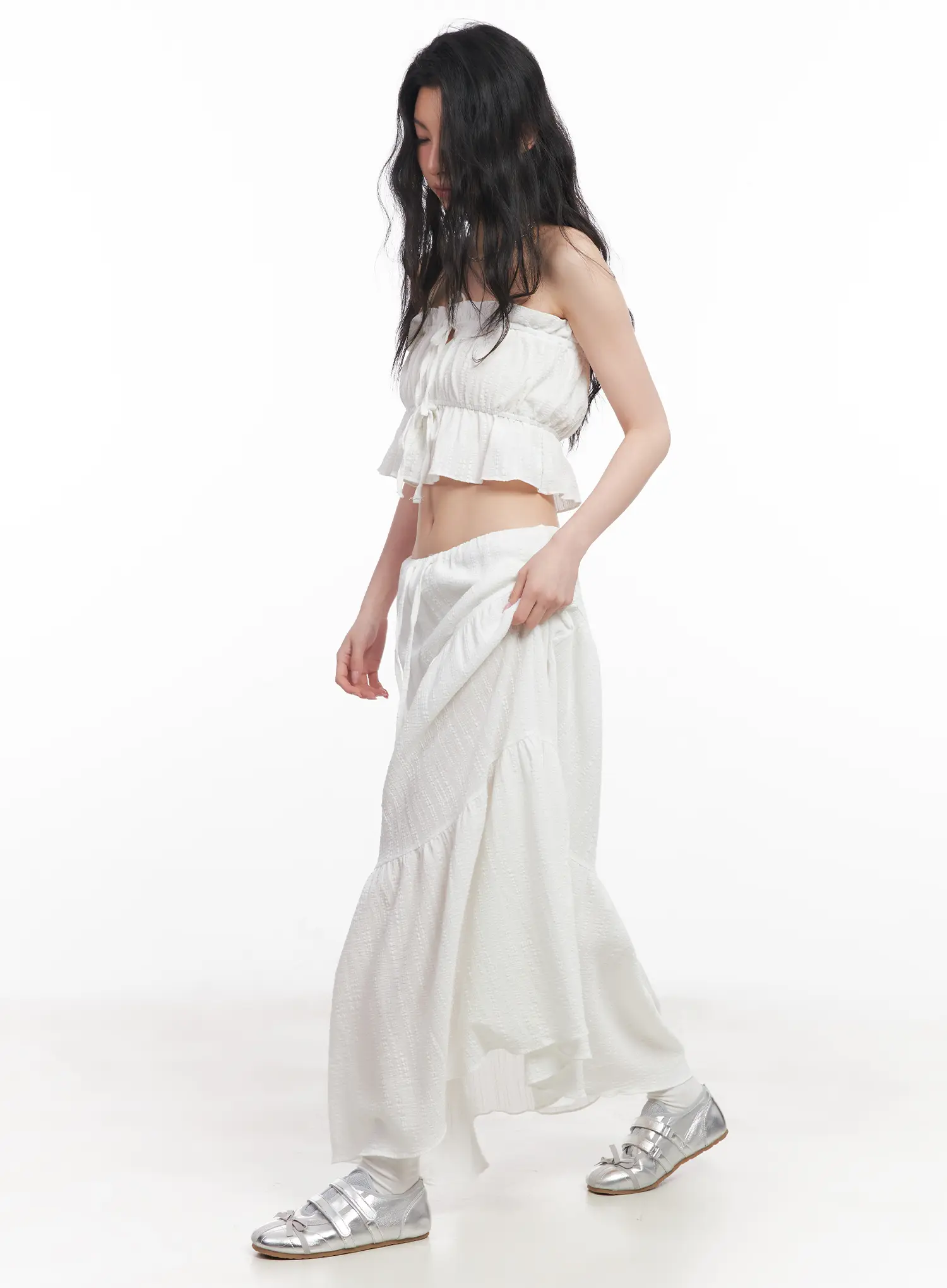 Cotton Tiered Maxi Skirt CU510 - Image 4