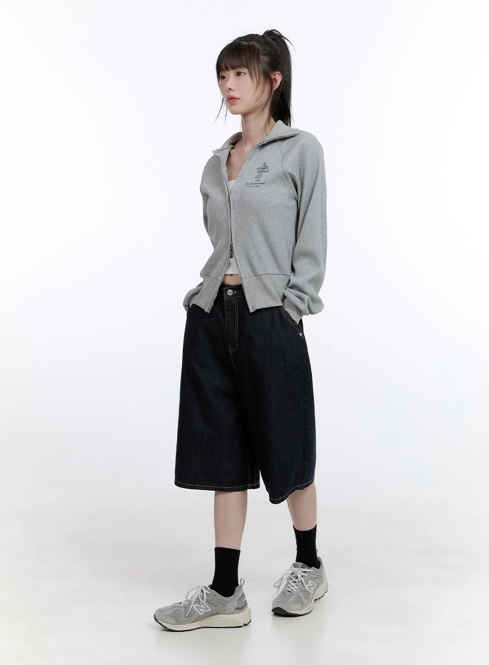 Cotton Two-Way Zip-Up Graphic Sweat Hoodie CG413 - Image 3