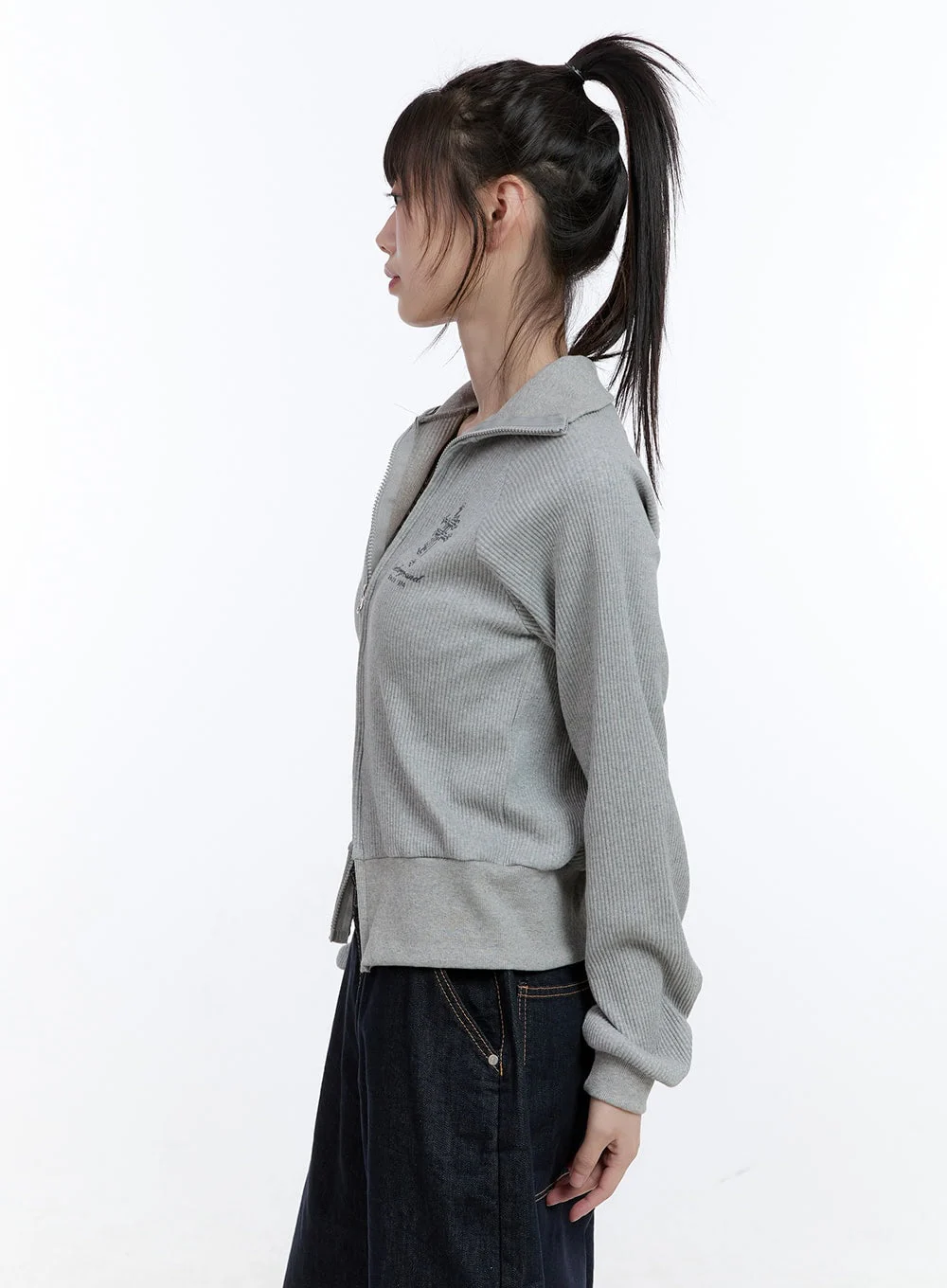 Cotton Two-Way Zip-Up Graphic Sweat Hoodie CG413 - Image 6
