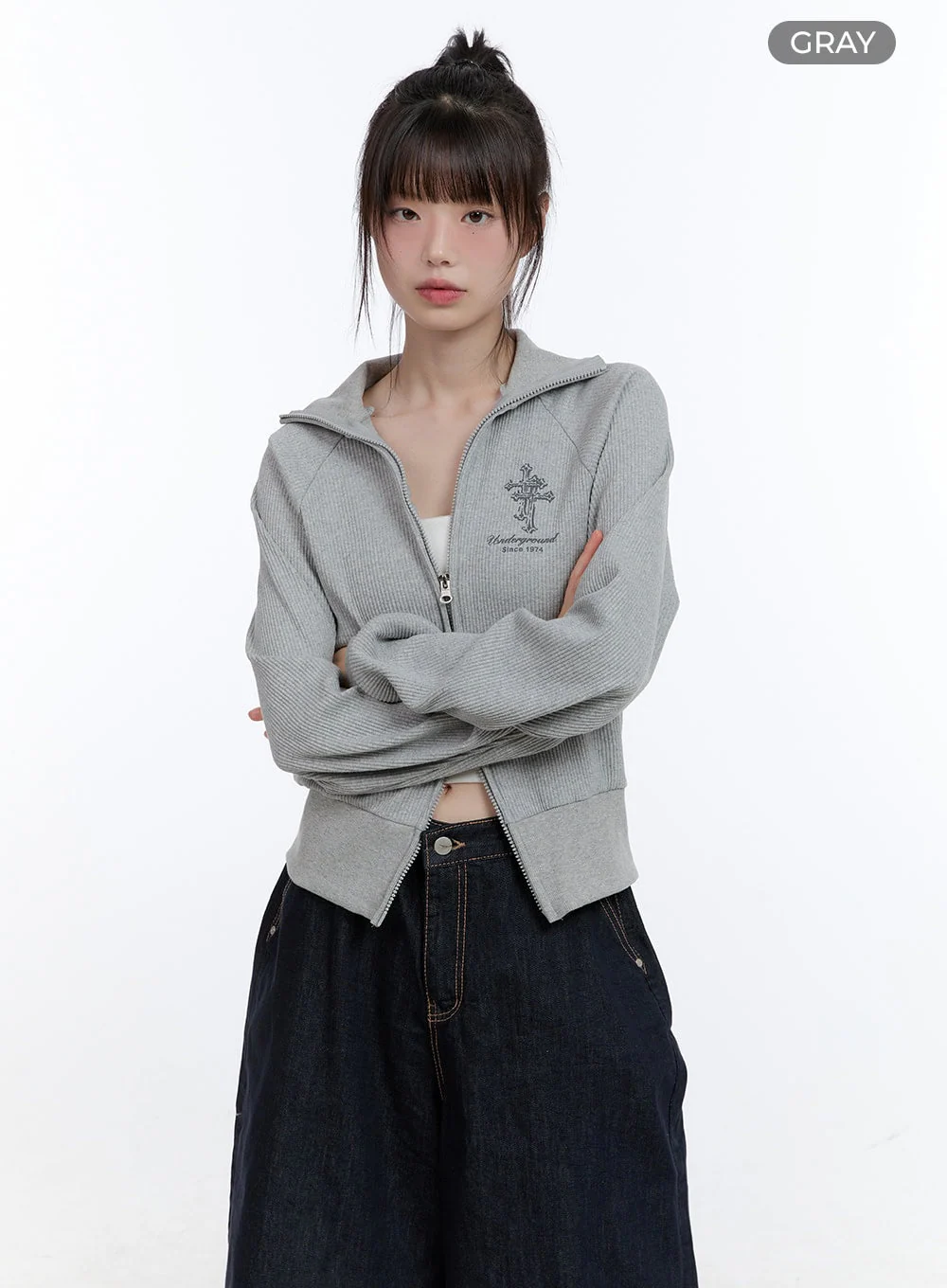 Cotton Two-Way Zip-Up Graphic Sweat Hoodie CG413 - Image 8