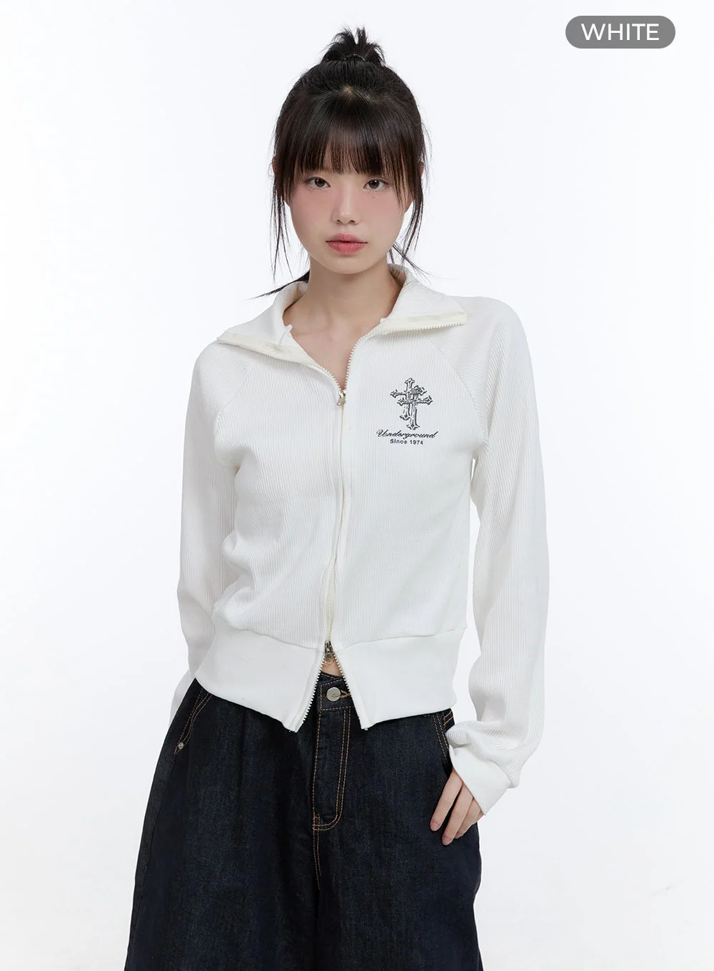 Cotton Two-Way Zip-Up Graphic Sweat Hoodie CG413 - Image 9