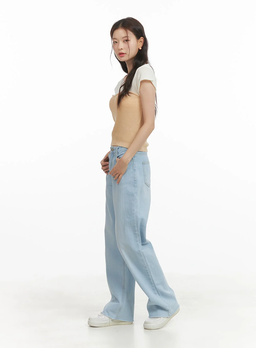 Cotton Washed Loose Fit Straight Jeans OY421 - Image 2