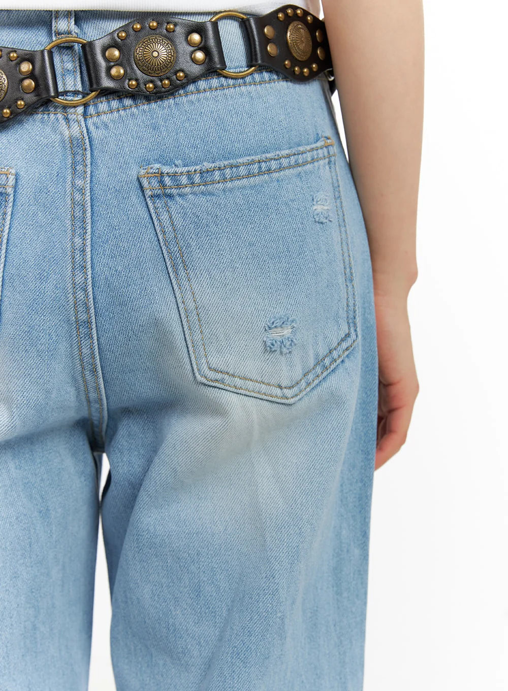 Cotton Washed Straight Jeans CA418 - Image 4