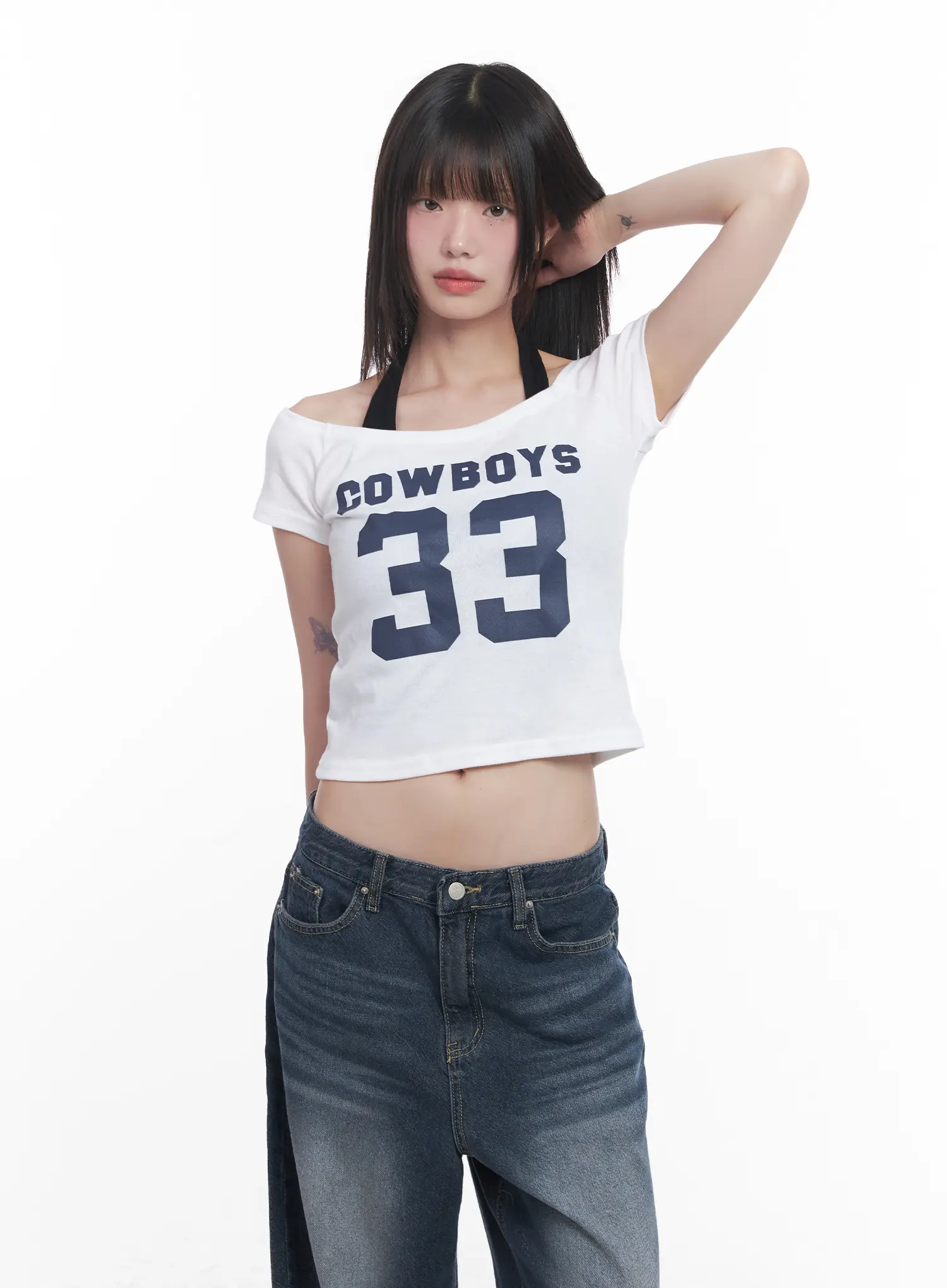 Cowboys Off-Shoulder Crop Tee CU518 - Image 6