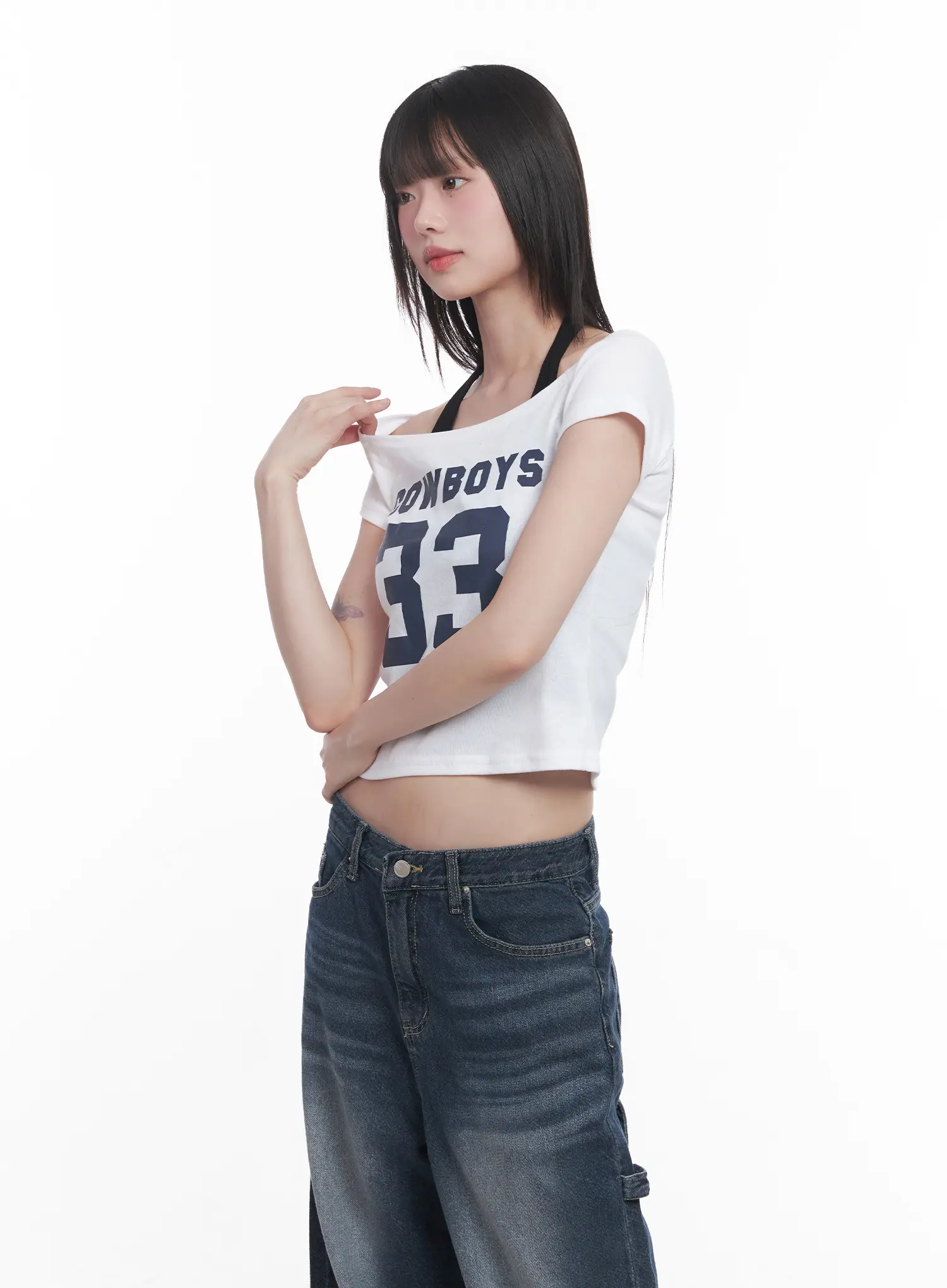 Cowboys Off-Shoulder Crop Tee CU518 - Image 7