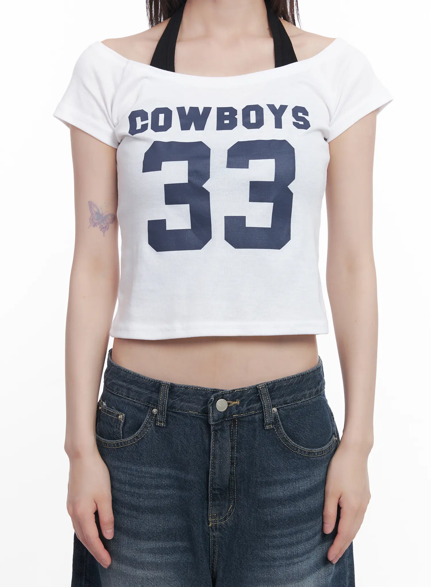 Cowboys Off-Shoulder Crop Tee CU518 - Image 9