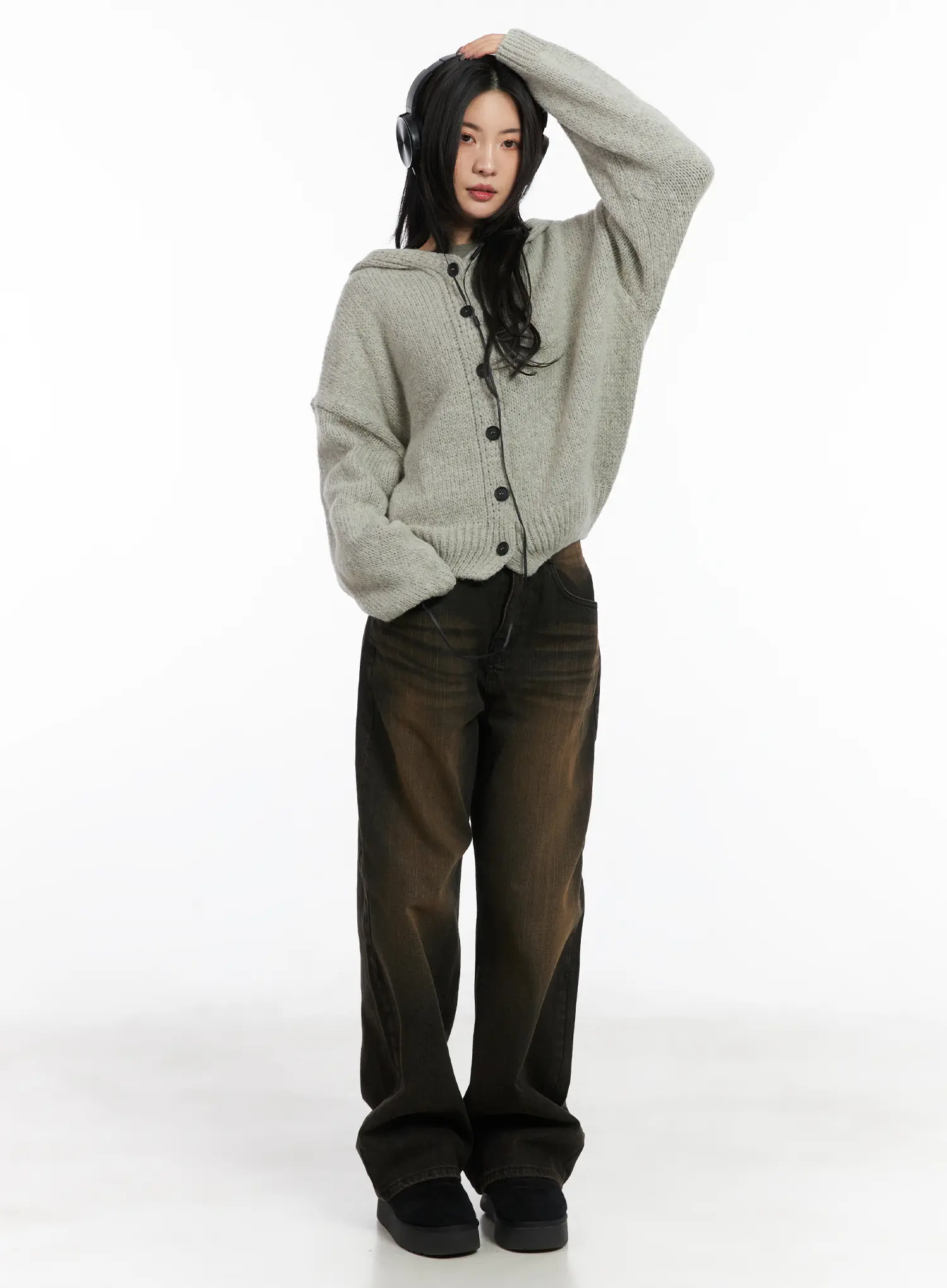 Cozy Button-Up Knit Hoodie CD508 - Image 3