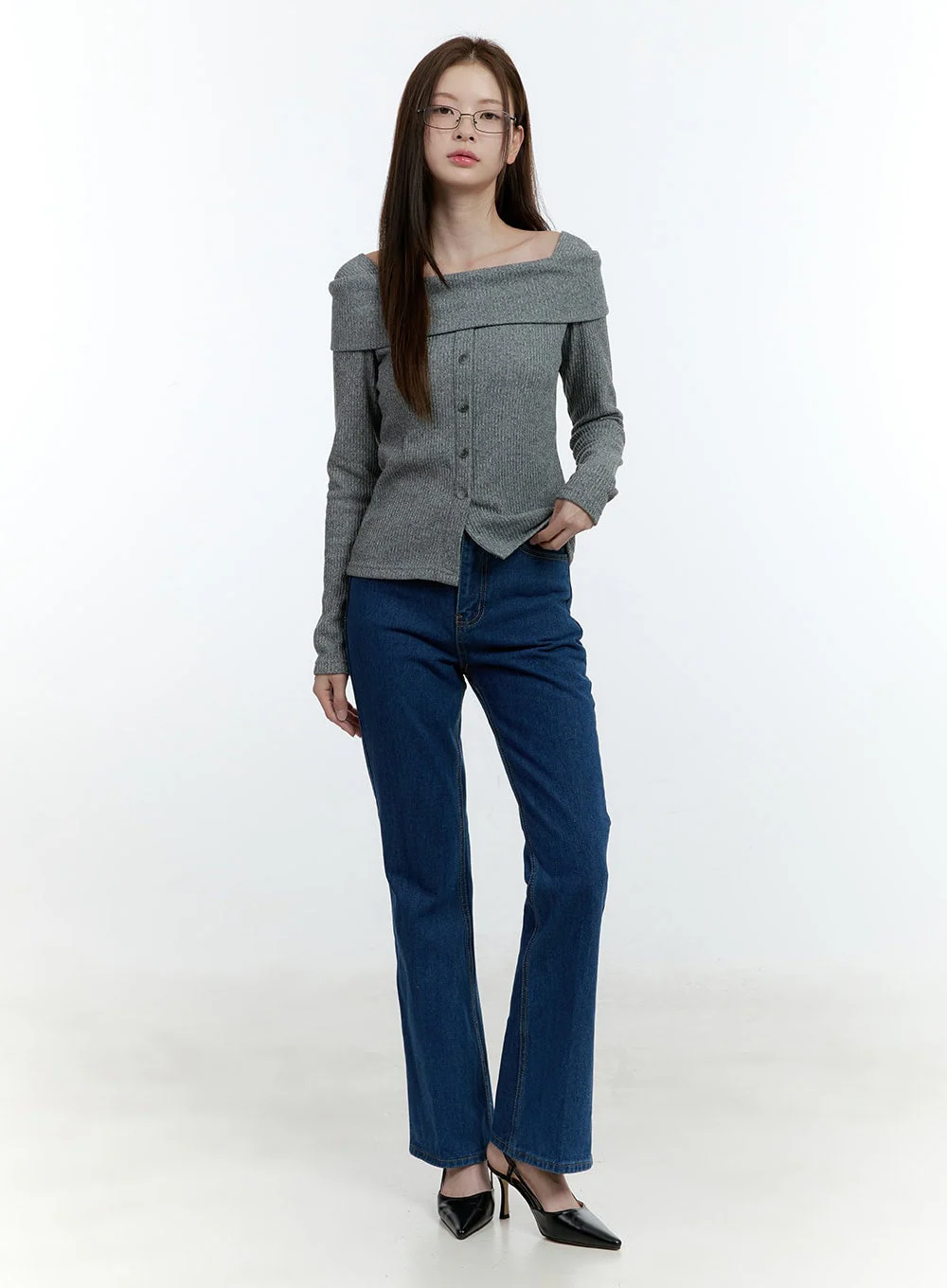 Cozy Buttoned Ribbed Sweater CF504 - Image 2