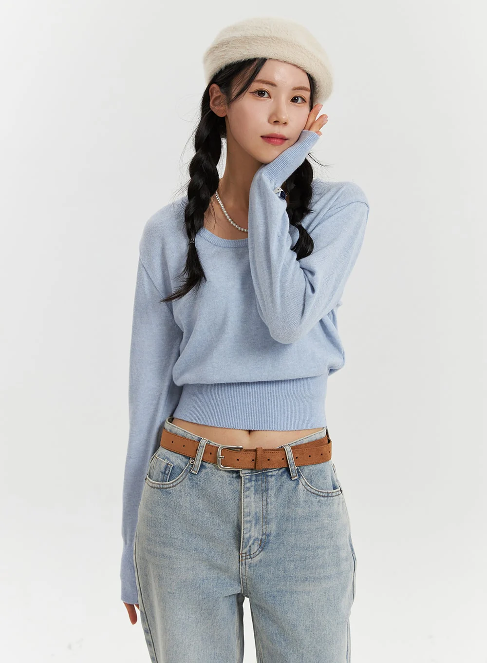 Cozy Cropped Knit Sweater OD320 - Image 5