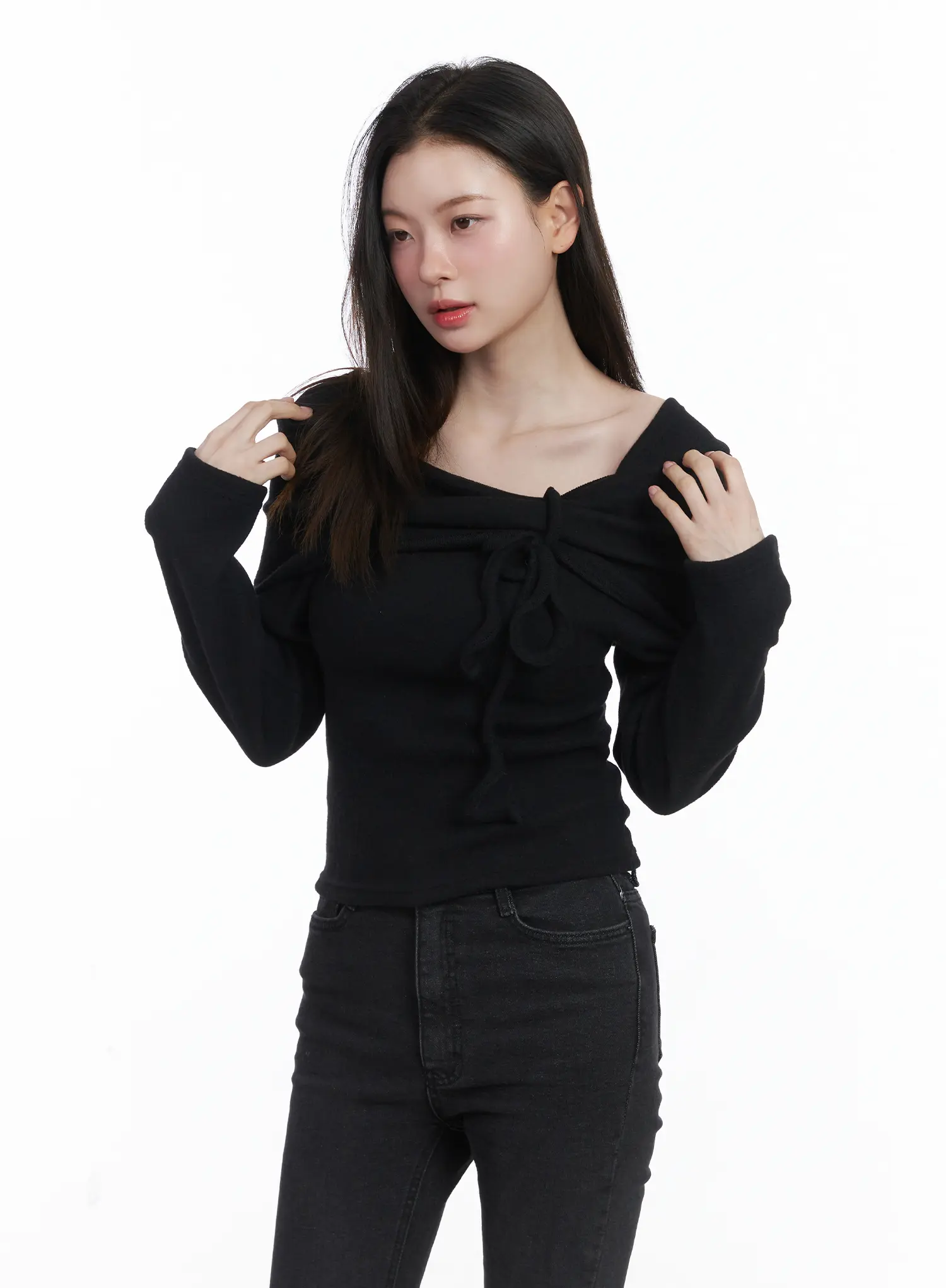 Cozy Fleece Off-Shoulder Shirred Top CJ506 - Image 10