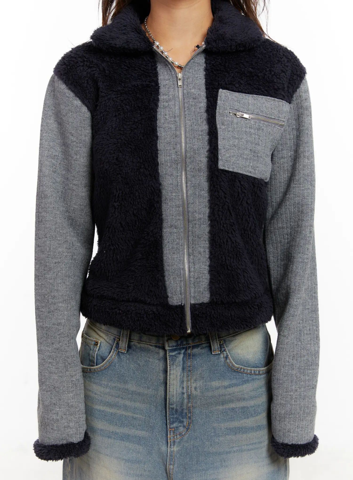 Cozy Pocket Collar Fleece Zip Up CD517 - Image 4