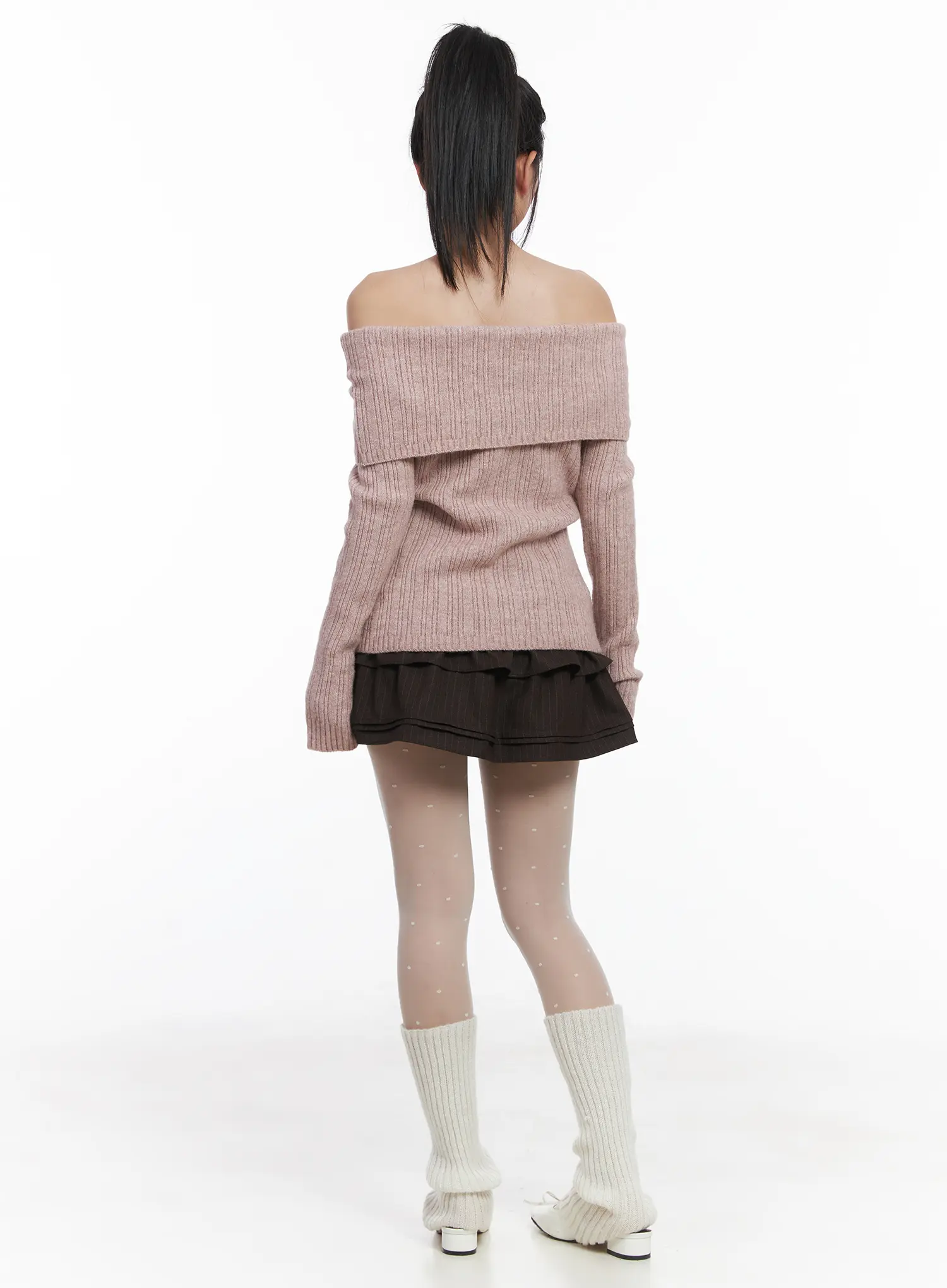 Cozy Ribbed Relaxed Neck Knit Top CD530 - Image 4