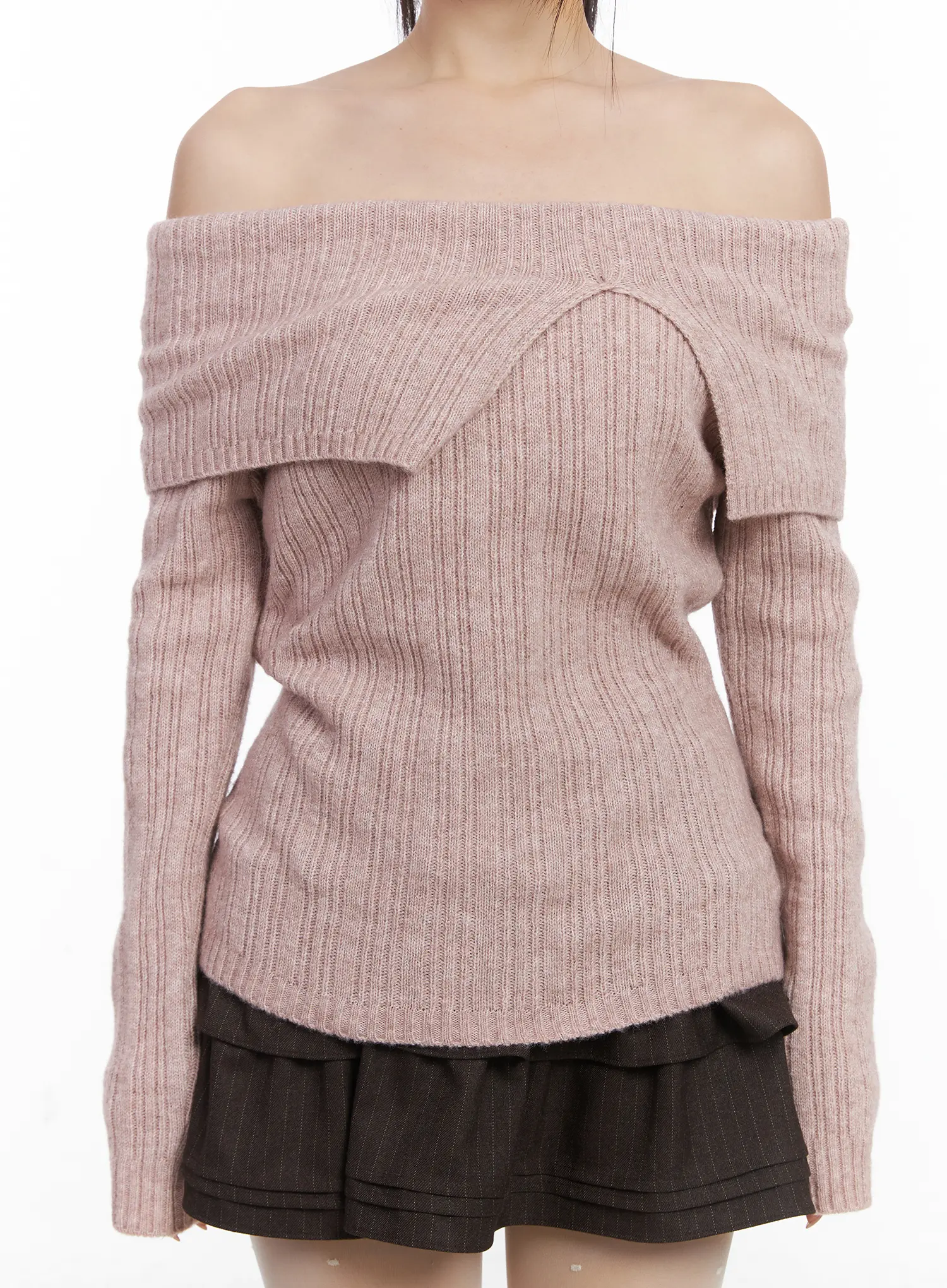 Cozy Ribbed Relaxed Neck Knit Top CD530 - Image 7