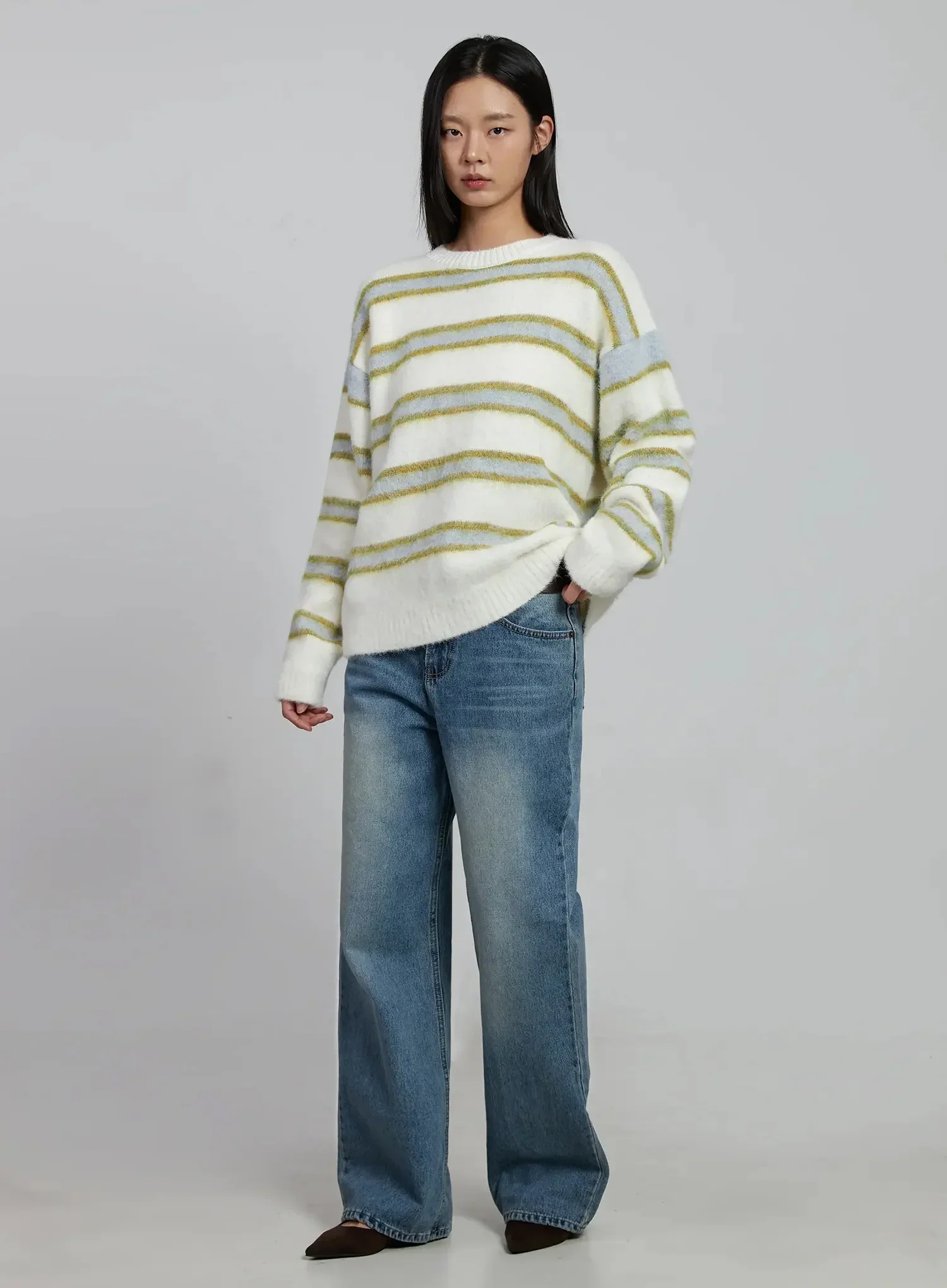Cozy Stripe Pattern Sweater IM520 - Image 4