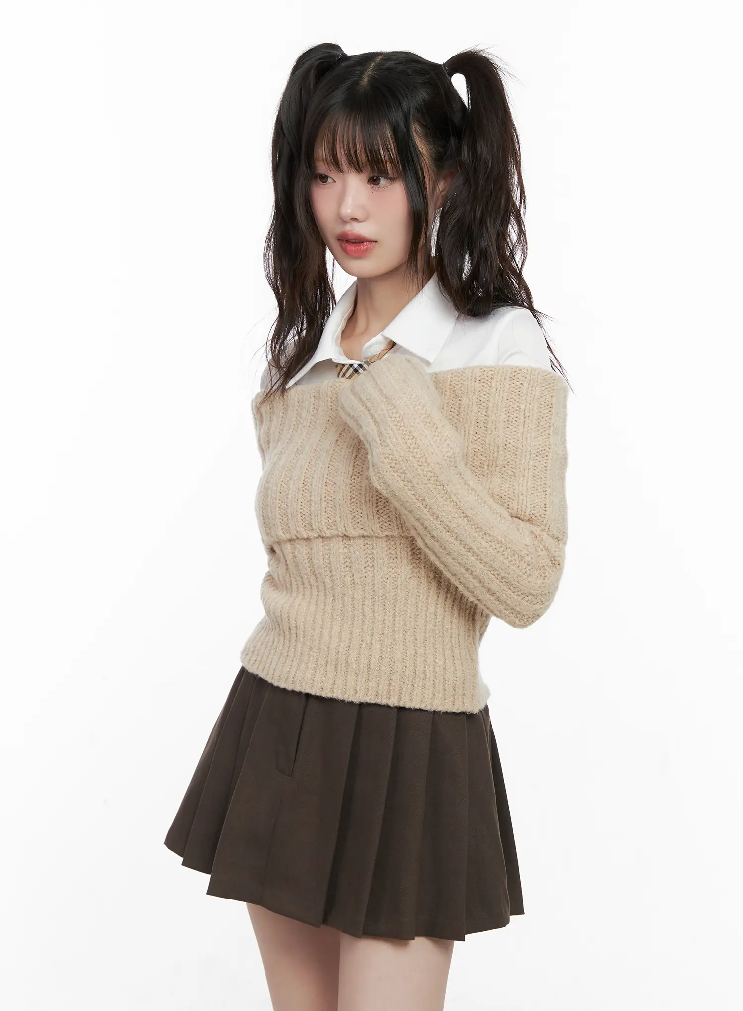 Crop Off-Shoulder Knit Sweater CN510 - Image 5