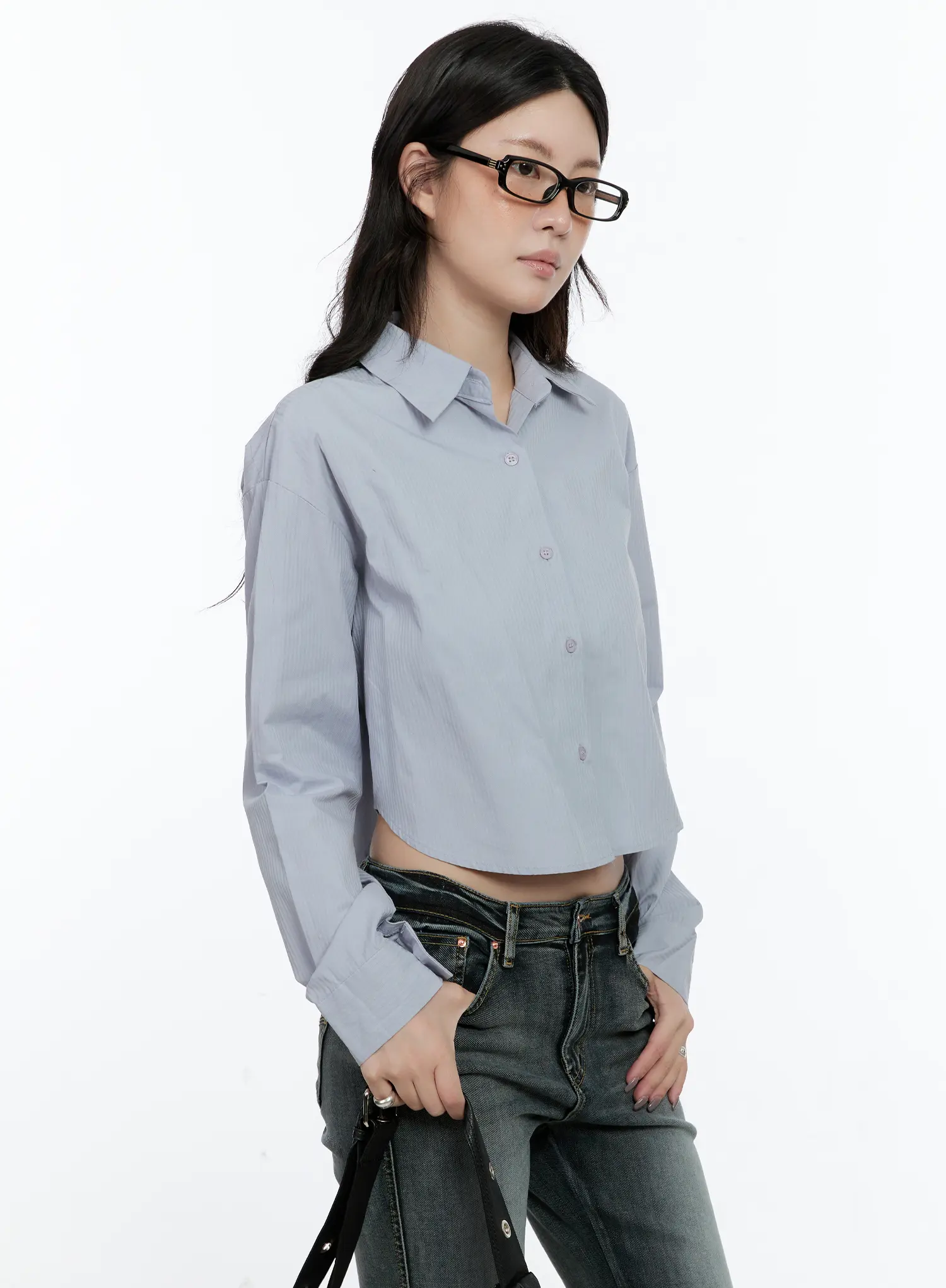 Cropped Button-Up Blouse CN517