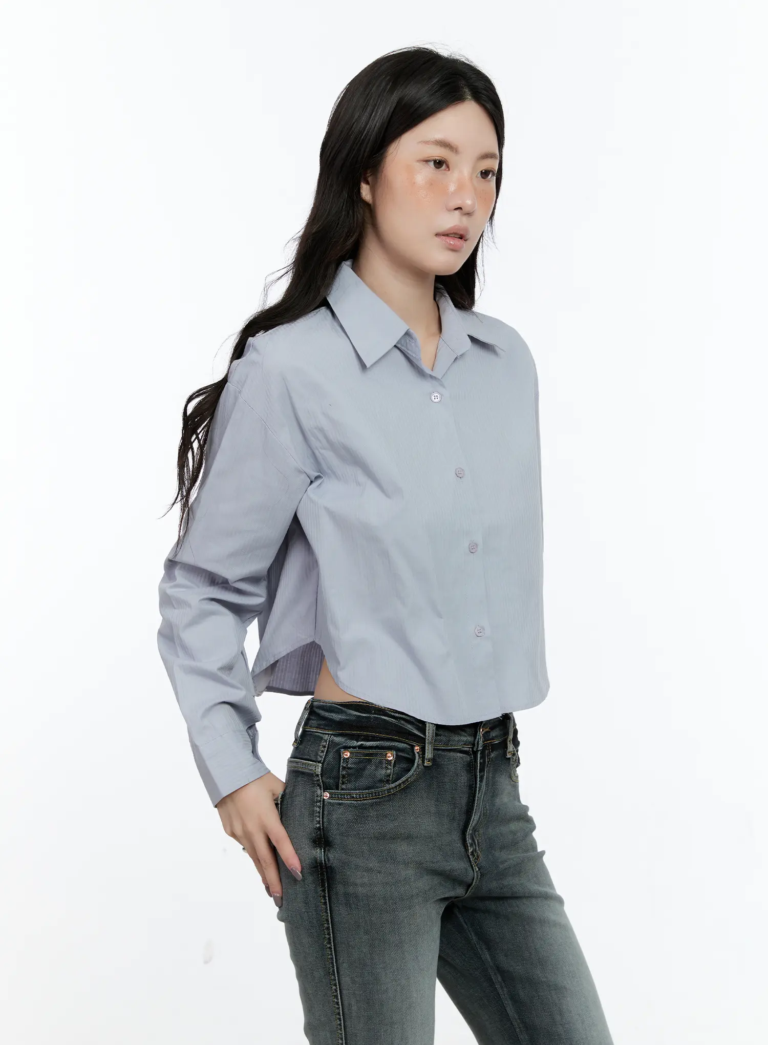 Cropped Button-Up Blouse CN517 - Image 5