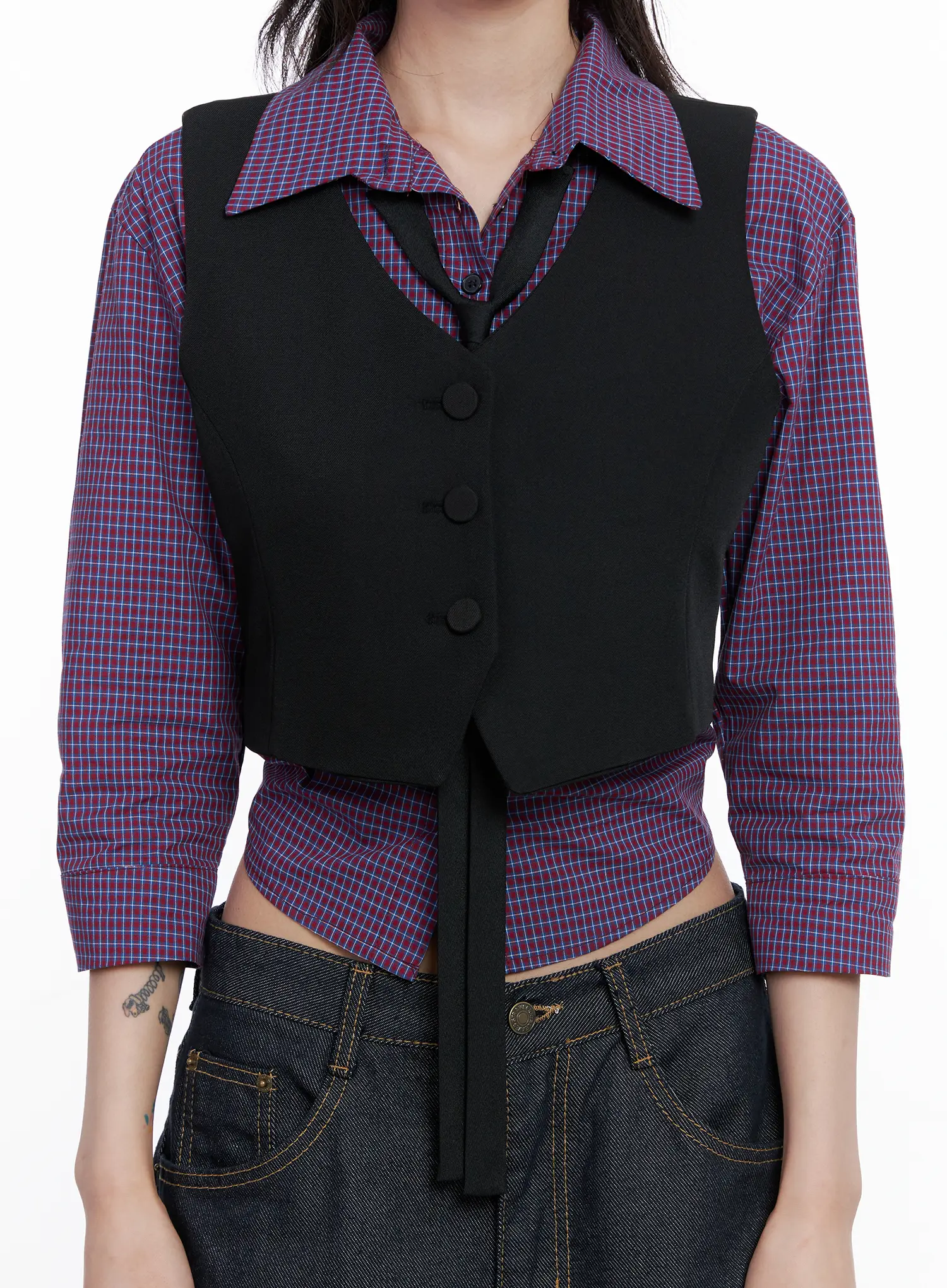 Cropped Button-Up Vest CS512 - Image 4
