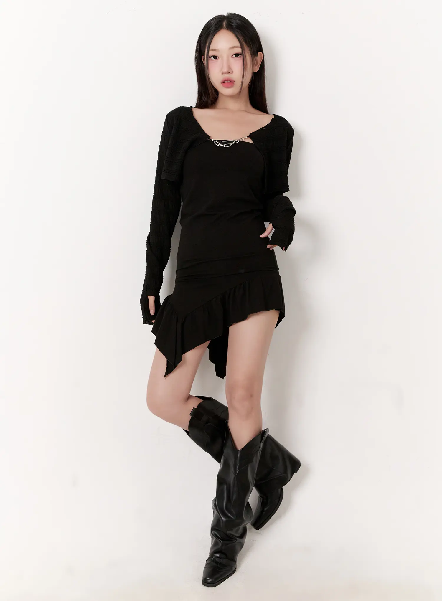 Cropped Chain Knit Cardigan CL531 - Image 3