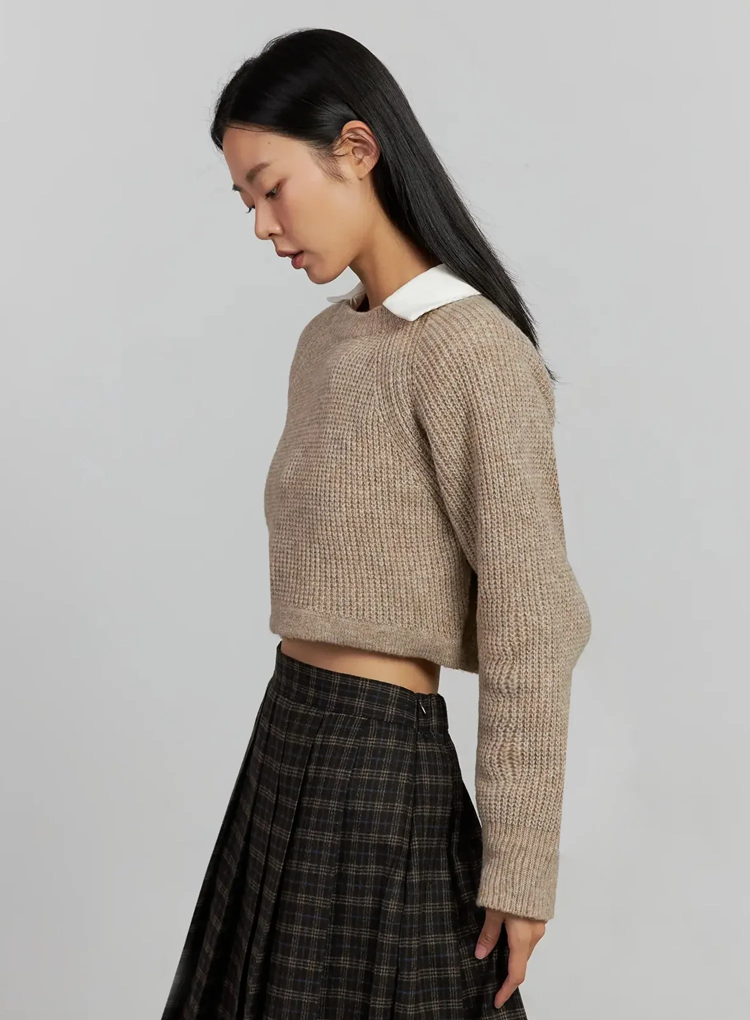 Cropped Crewneck Knit Top IJ502 - Image 7