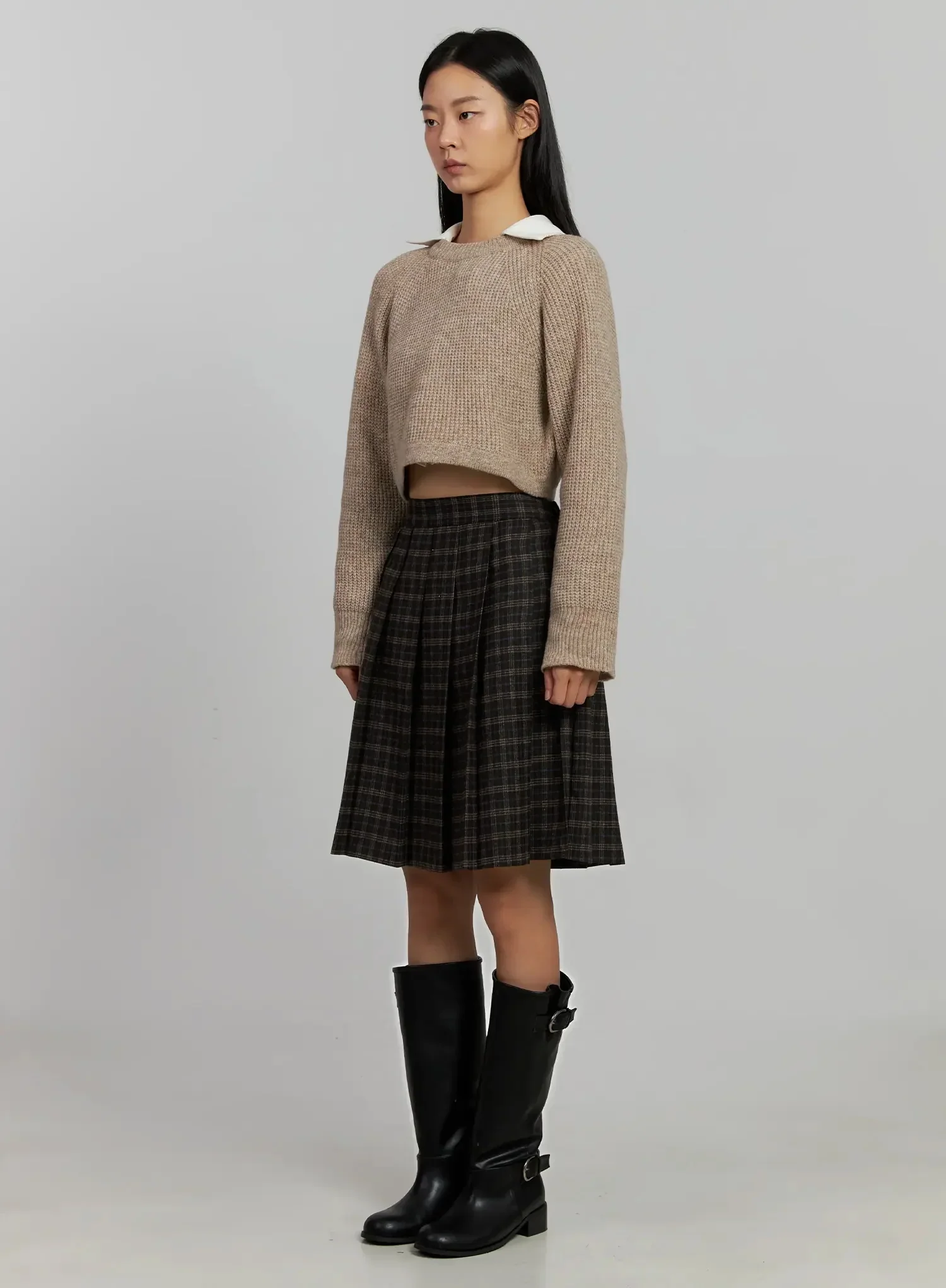 Cropped Crewneck Knit Top IJ502 - Image 9