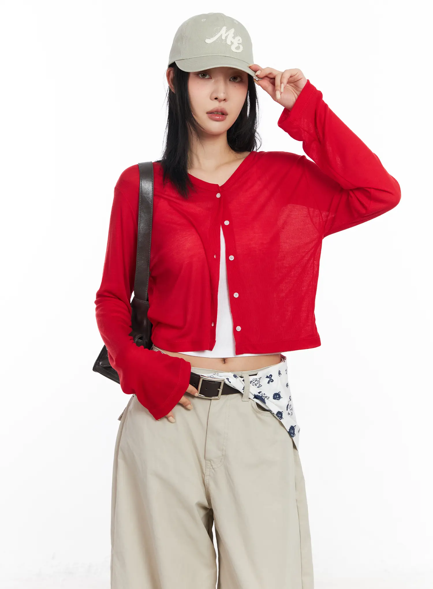 Cropped Long Sleeve Cardigan CF526