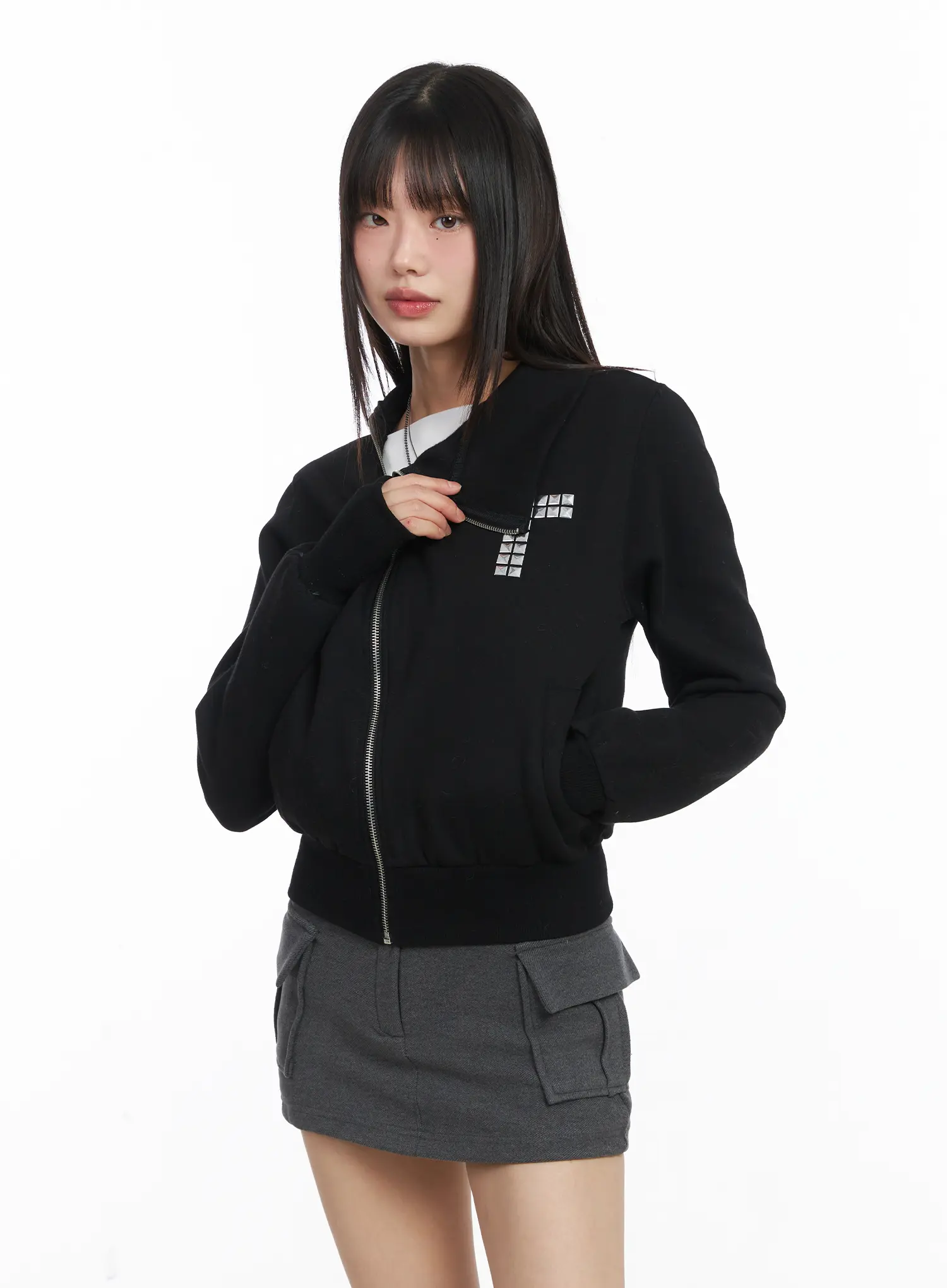 Cross Stud Zip-Up Jacket CJ501 - Image 7