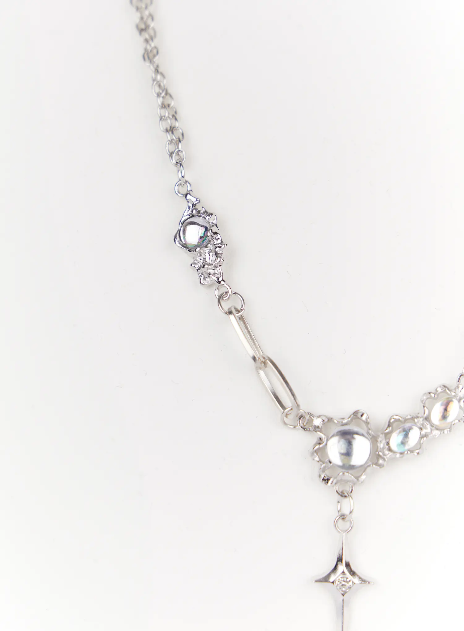 Crystal Chain Link Necklace IO527 - Image 5