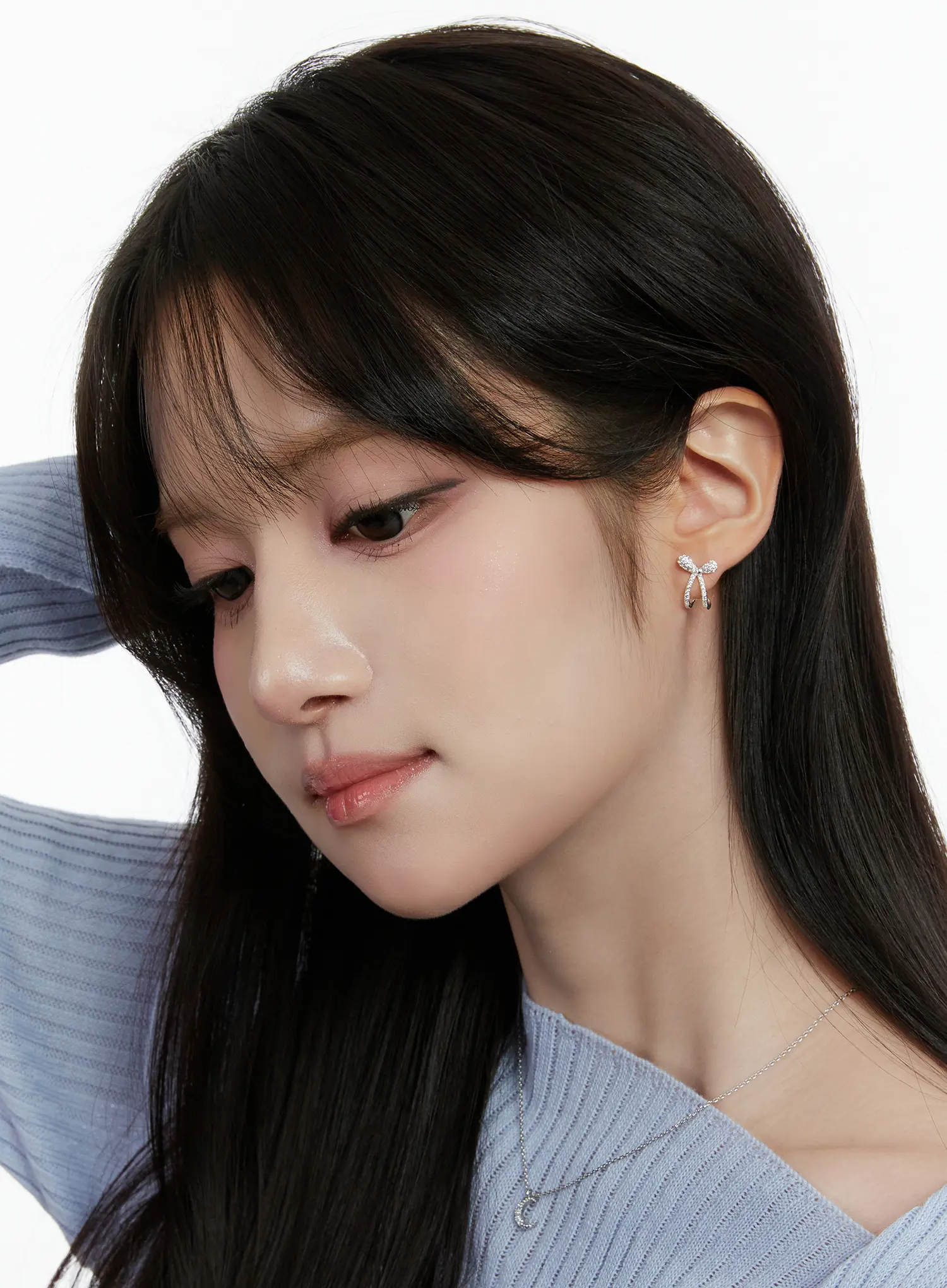 Cubic Bow Stud Earrings CD514 - Image 2