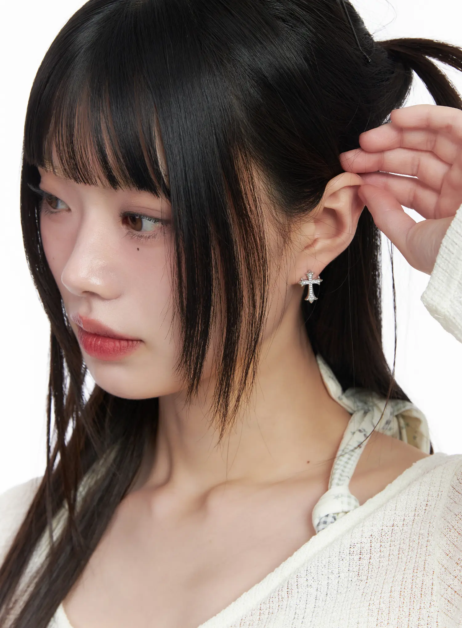 Cubic Cross Stud Earrings CM524 - Image 2