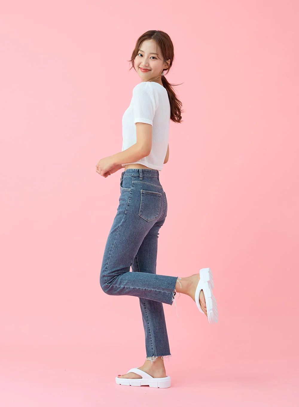Cut Hem Span Skinny Pants BU29 - Image 11