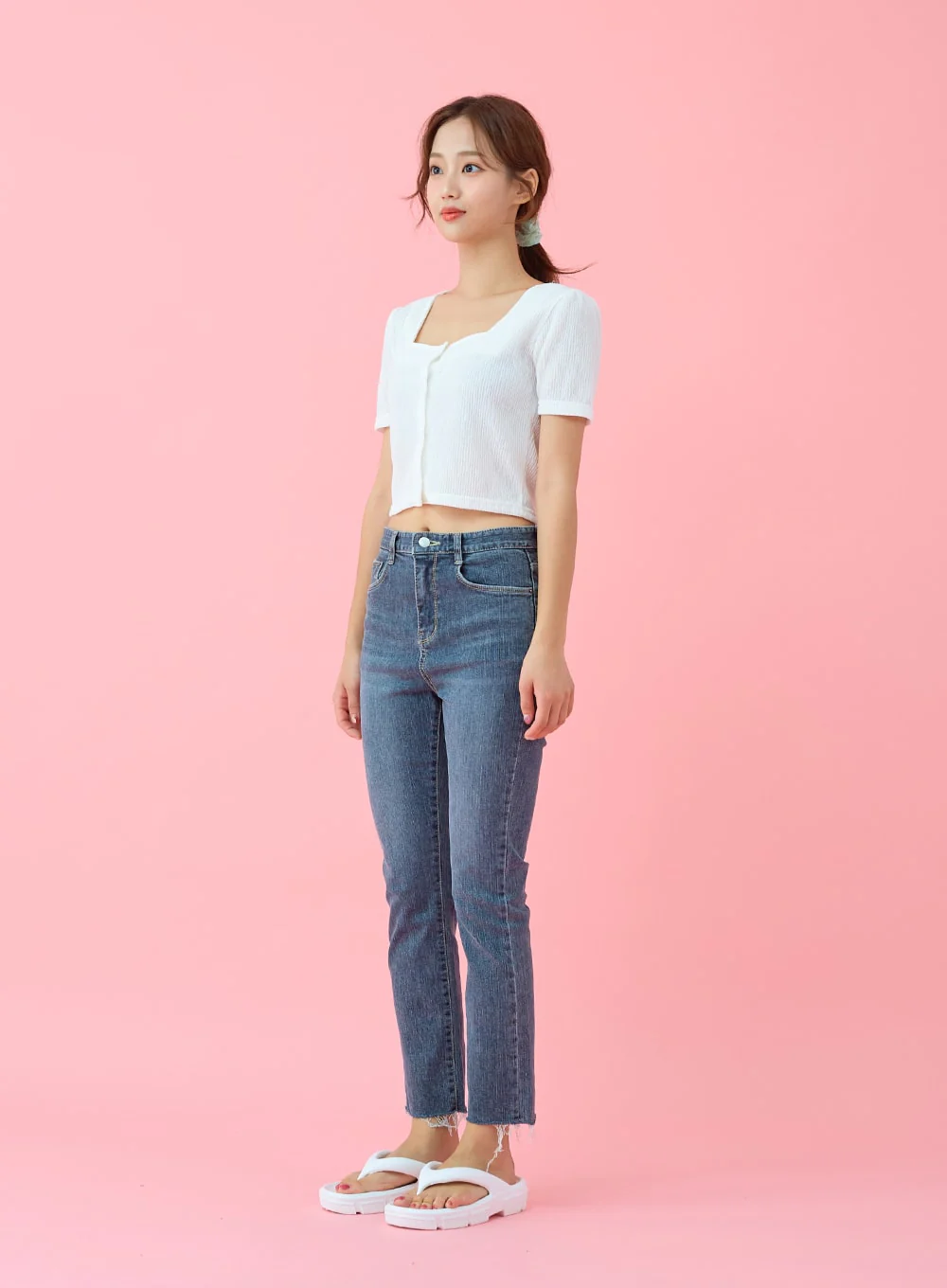 Cut Hem Span Skinny Pants BU29 - Image 18
