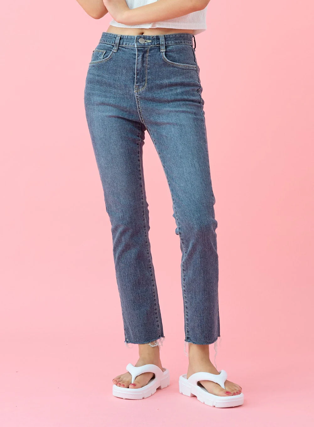 Cut Hem Span Skinny Pants BU29 - Image 2