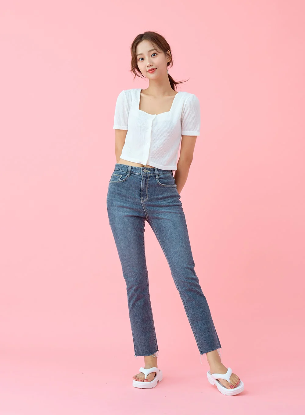 Cut Hem Span Skinny Pants BU29 - Image 6