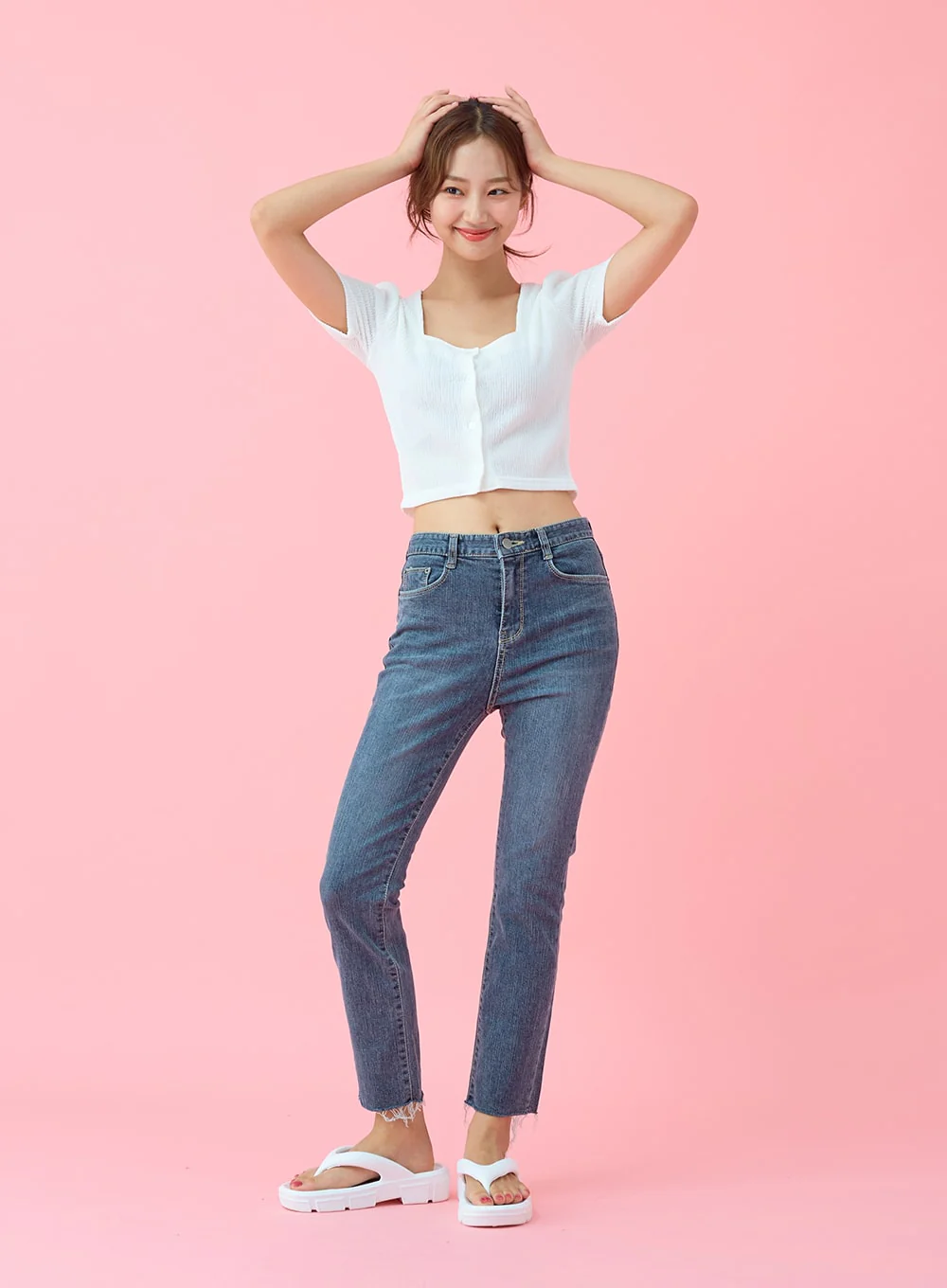 Cut Hem Span Skinny Pants BU29 - Image 7