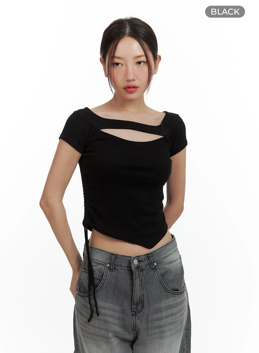 Cut Out Shirred Crop Tee CU420 - Image 10