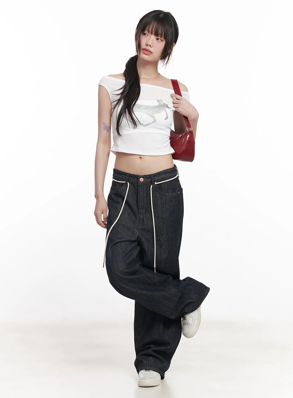Cute Animal-Print Graphic Off-Shoulder Crop Top CY521 - Image 3